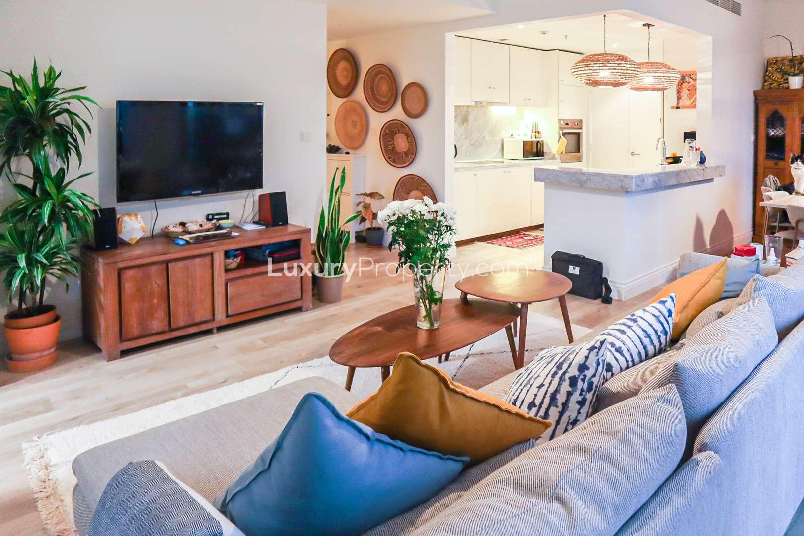 Furnished kitchen in South Ridge Tower 3 apartment, Downtown Dubai, with modern appliances and marble countertops