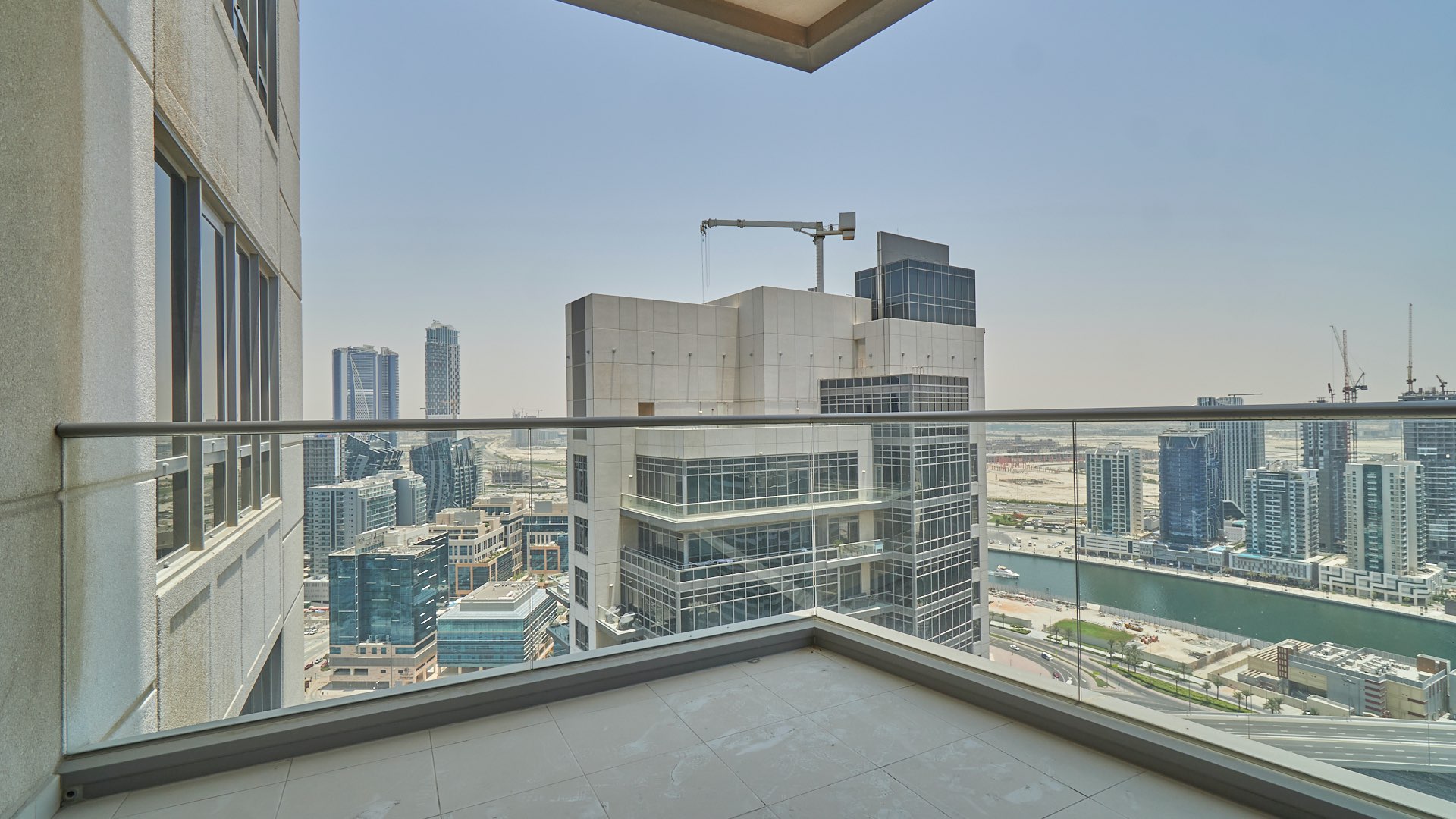 Balcony view from one-bedroom apartment in South Ridge, Downtown Dubai overlooking cityscape