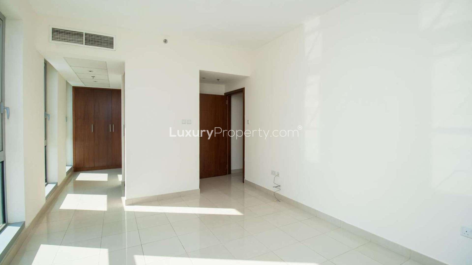 One bedroom apartment interior with large windows, Standpoint Towers, Downtown Dubai