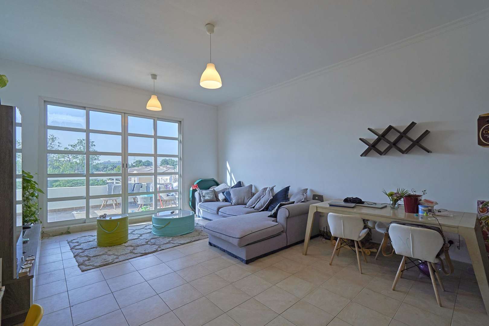 Living room in spacious 1-bedroom lakeside apartment, Green Community East, Lake Apartments