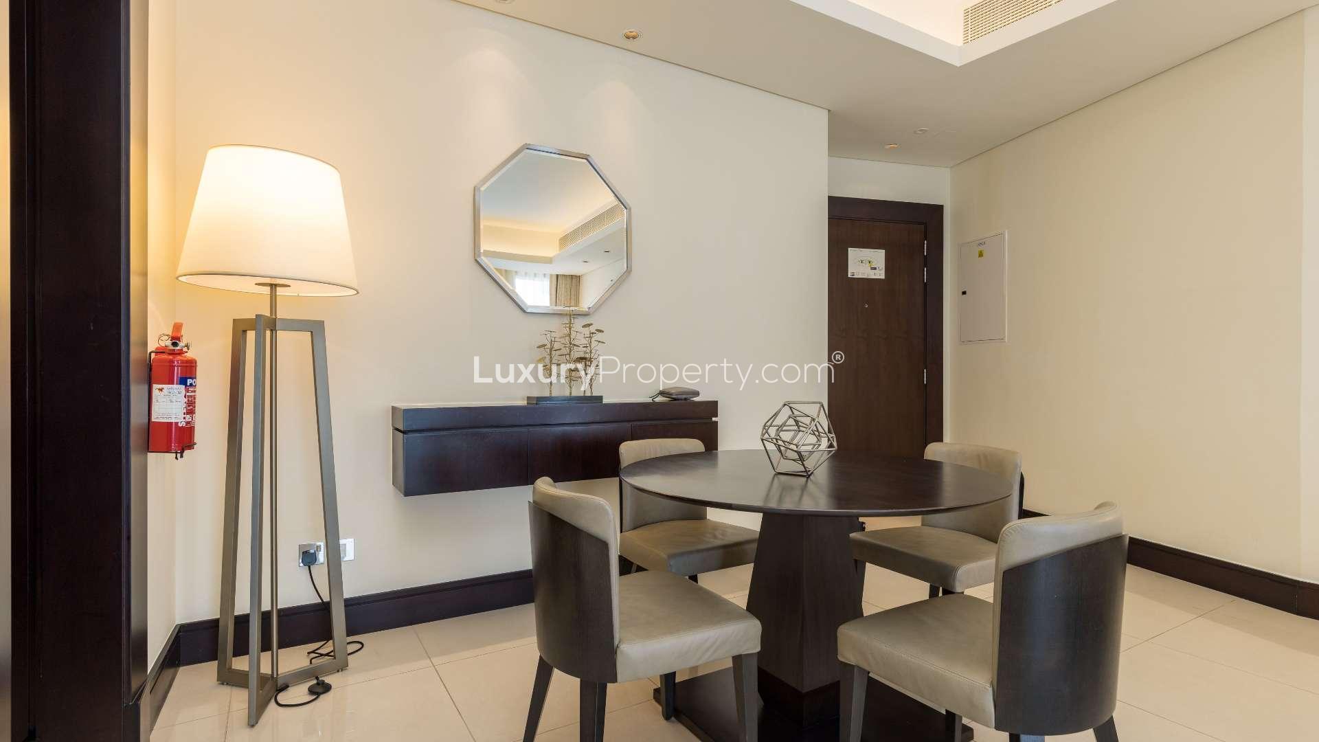 Furnished apartment living room in Burj Lake Hotel, Downtown Dubai, available for rent