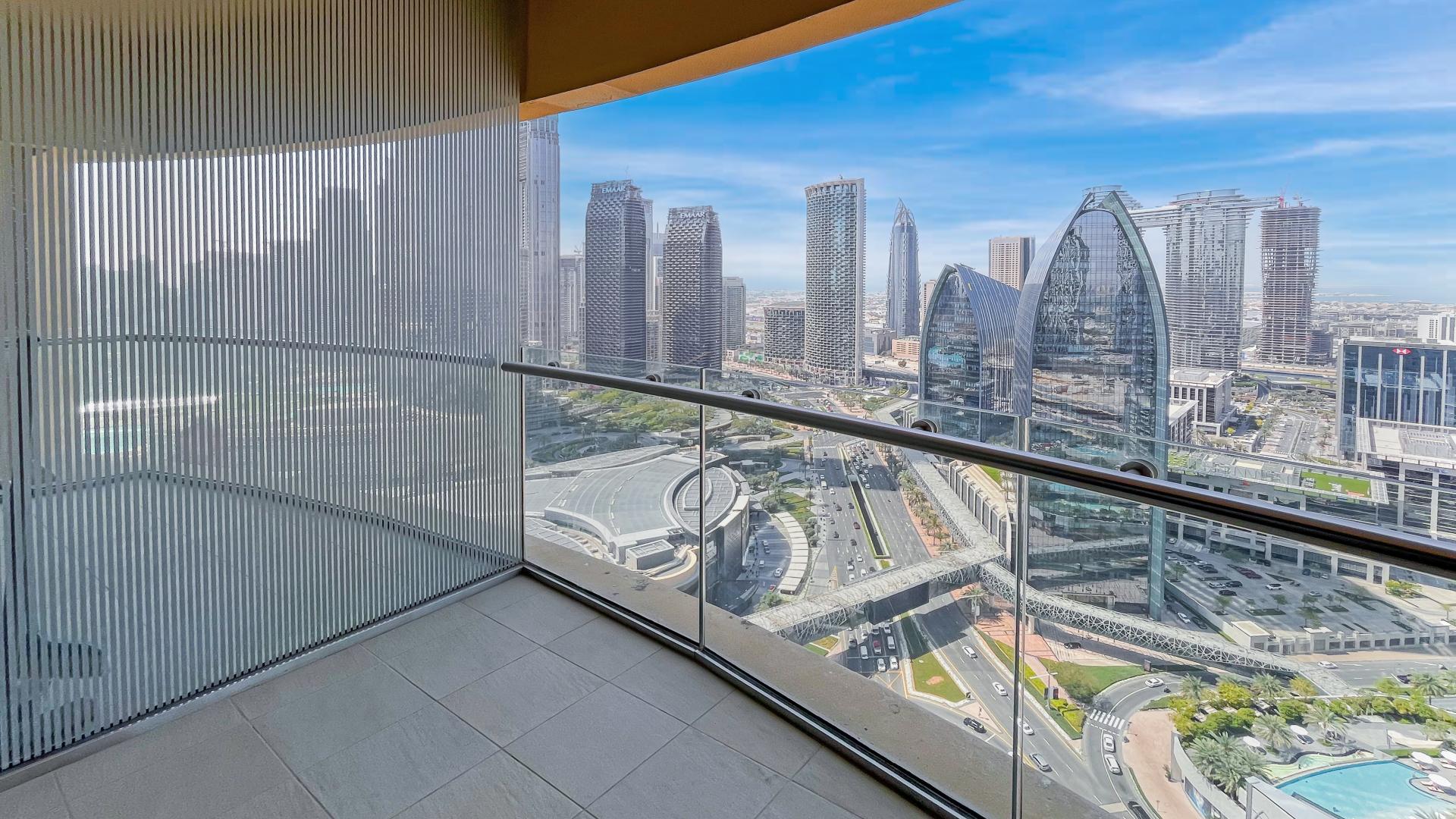 Luxury studio bedroom interior at The Address Dubai Mall, Downtown Dubai apartment for rent