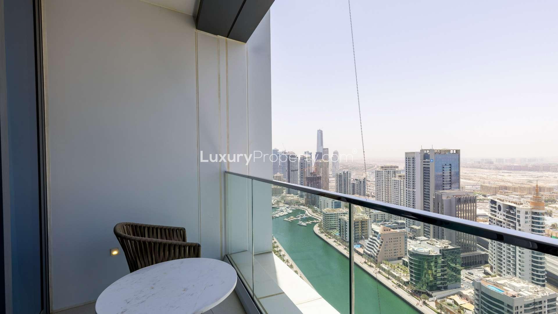 Modern kitchen and living area in fully serviced JBR apartment for rent