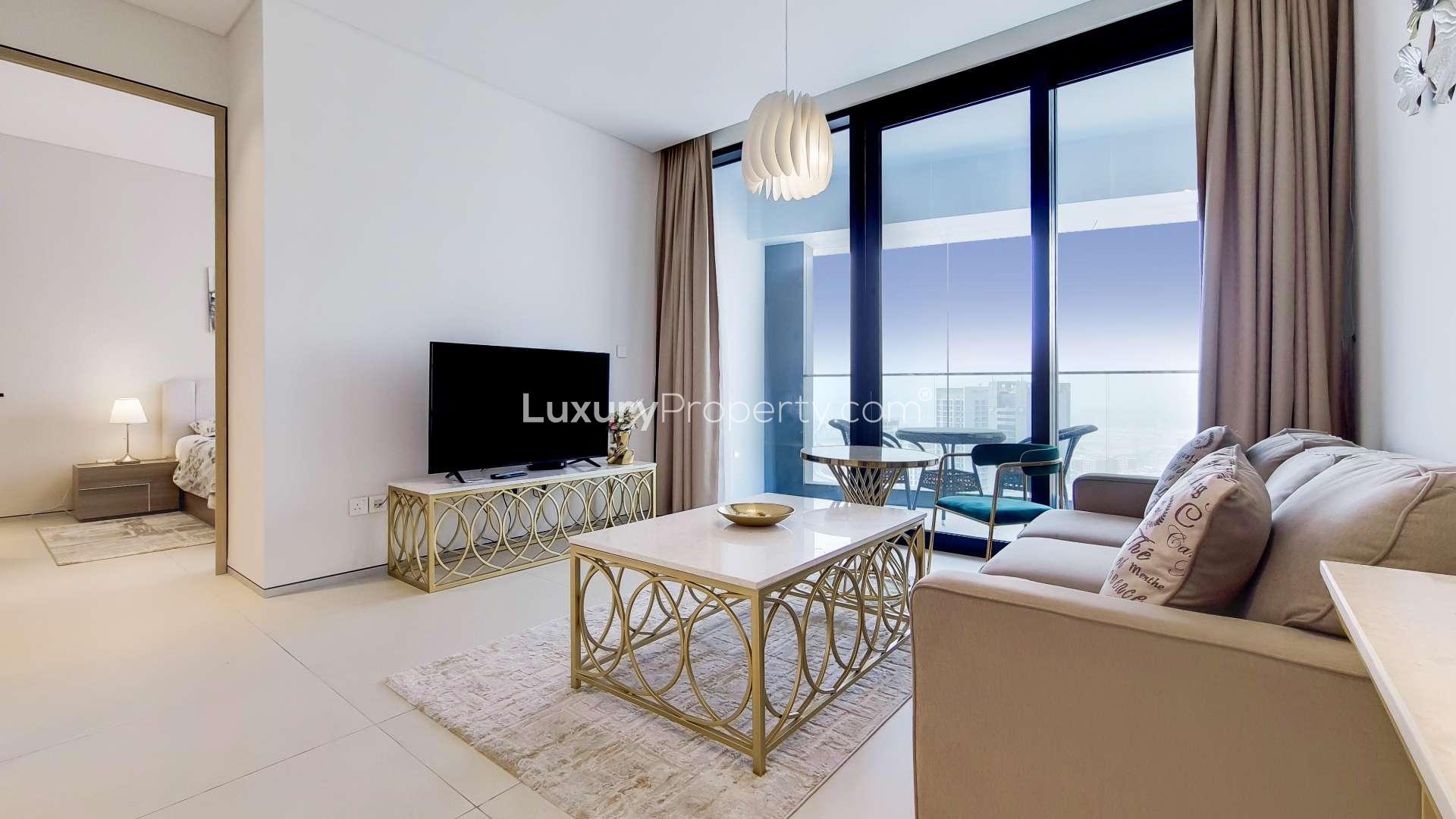 Balcony view from luxury apartment in The Address Jumeirah Resort, Jumeirah Beach, Dubai