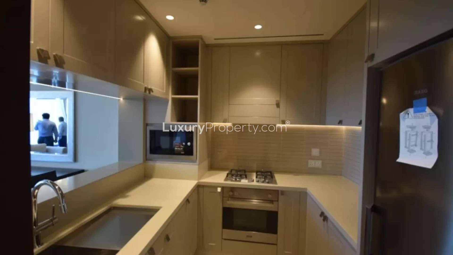 Vacant 1-bedroom apartment interior in Downtown Dubai, Address Residence Fountain Views, with balcony