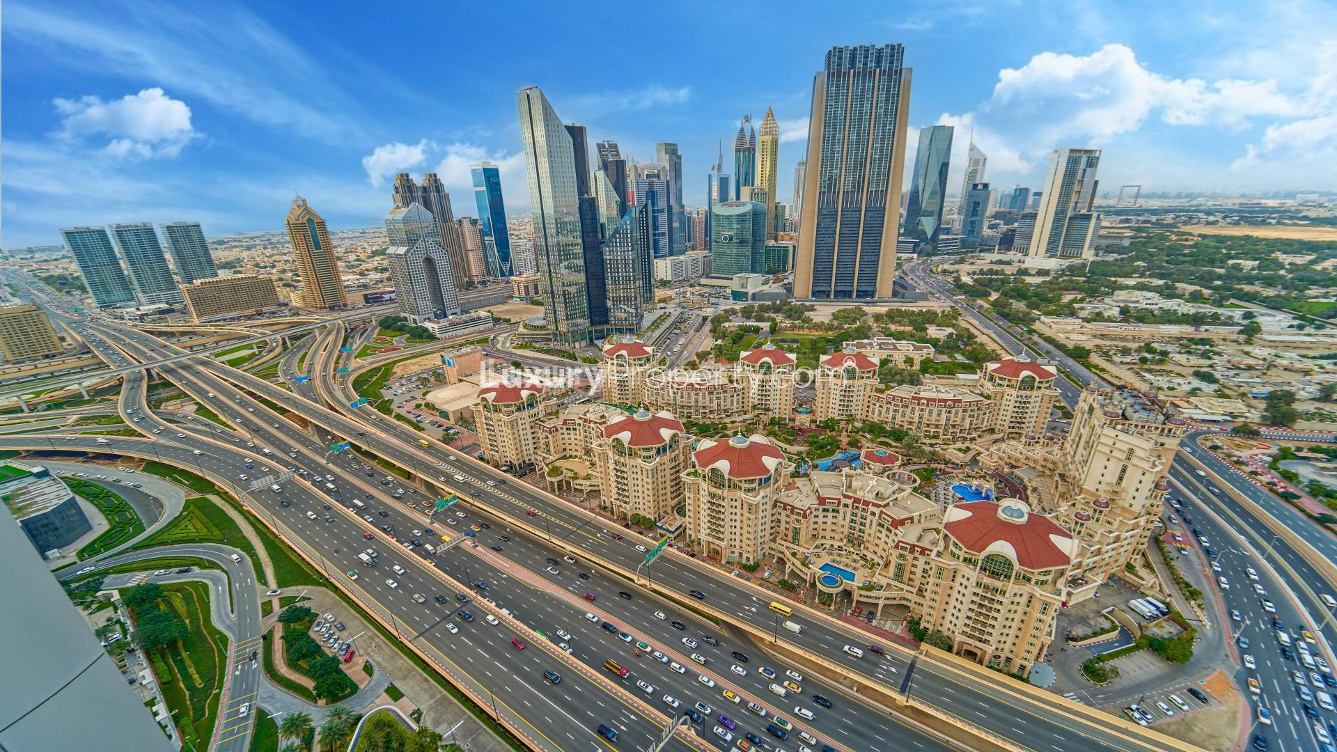 Furnished living room in one-bedroom apartment, Downtown Dubai, Kempinski BLVD, modern decor