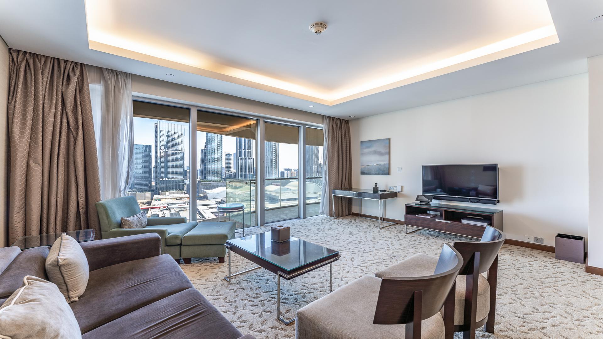 Modern living room in 1-bedroom apartment, The Address Dubai Mall, Downtown Dubai