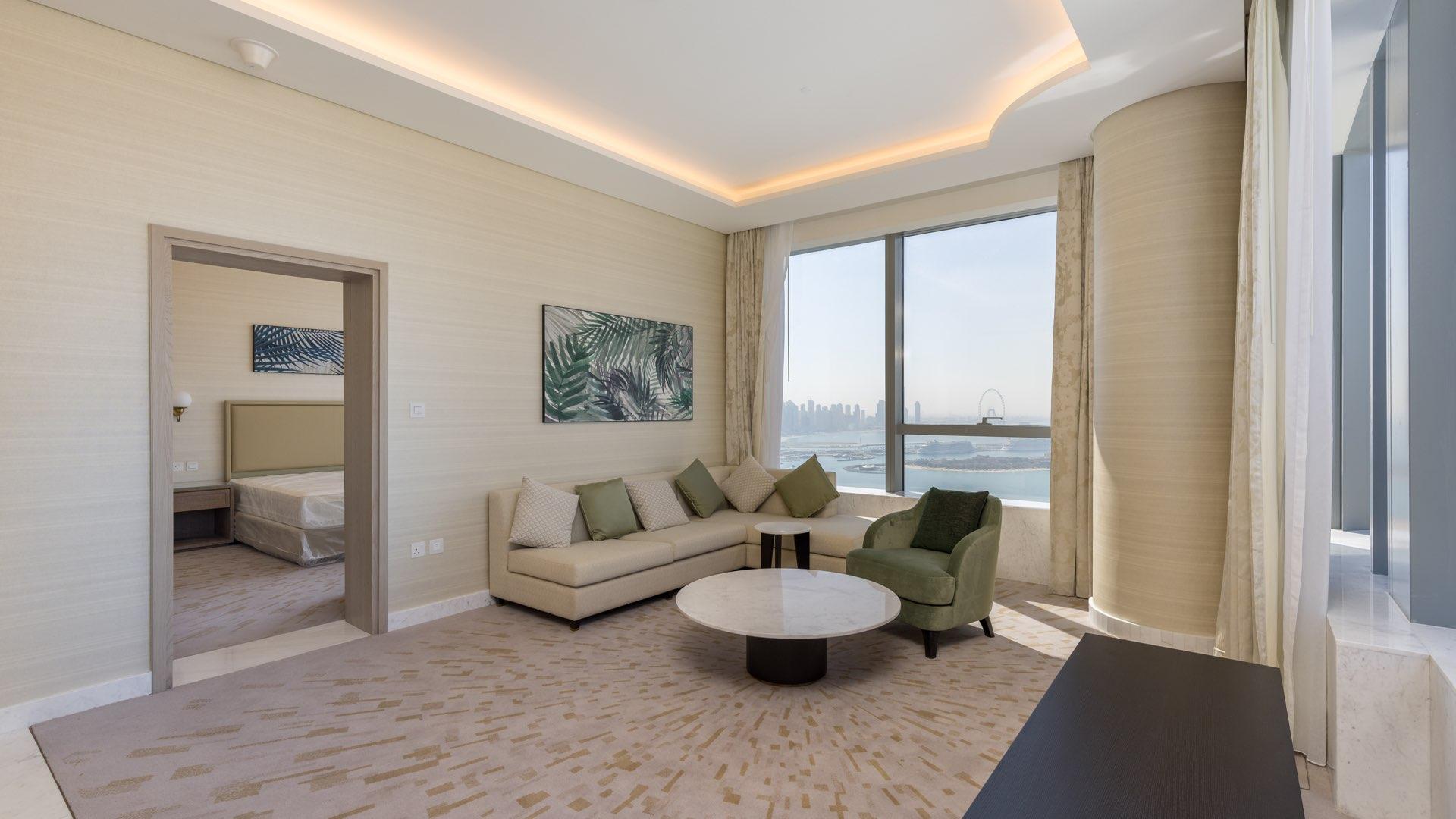 Fully furnished apartment living room with stunning Palm Jumeirah views, The Palm Tower