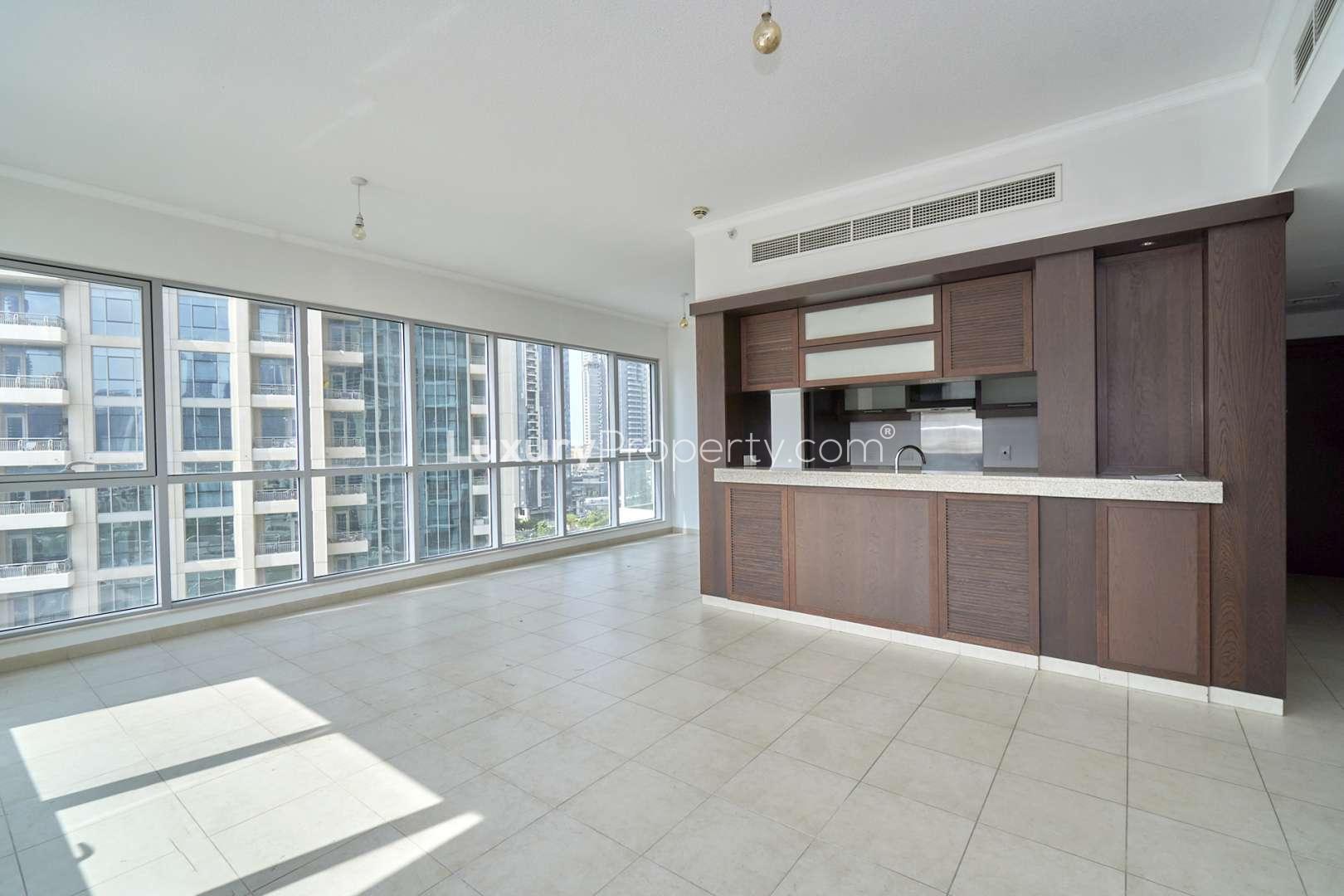 Skyline view from 1-bedroom apartment in The Residences, Downtown Dubai, showcasing modern architecture