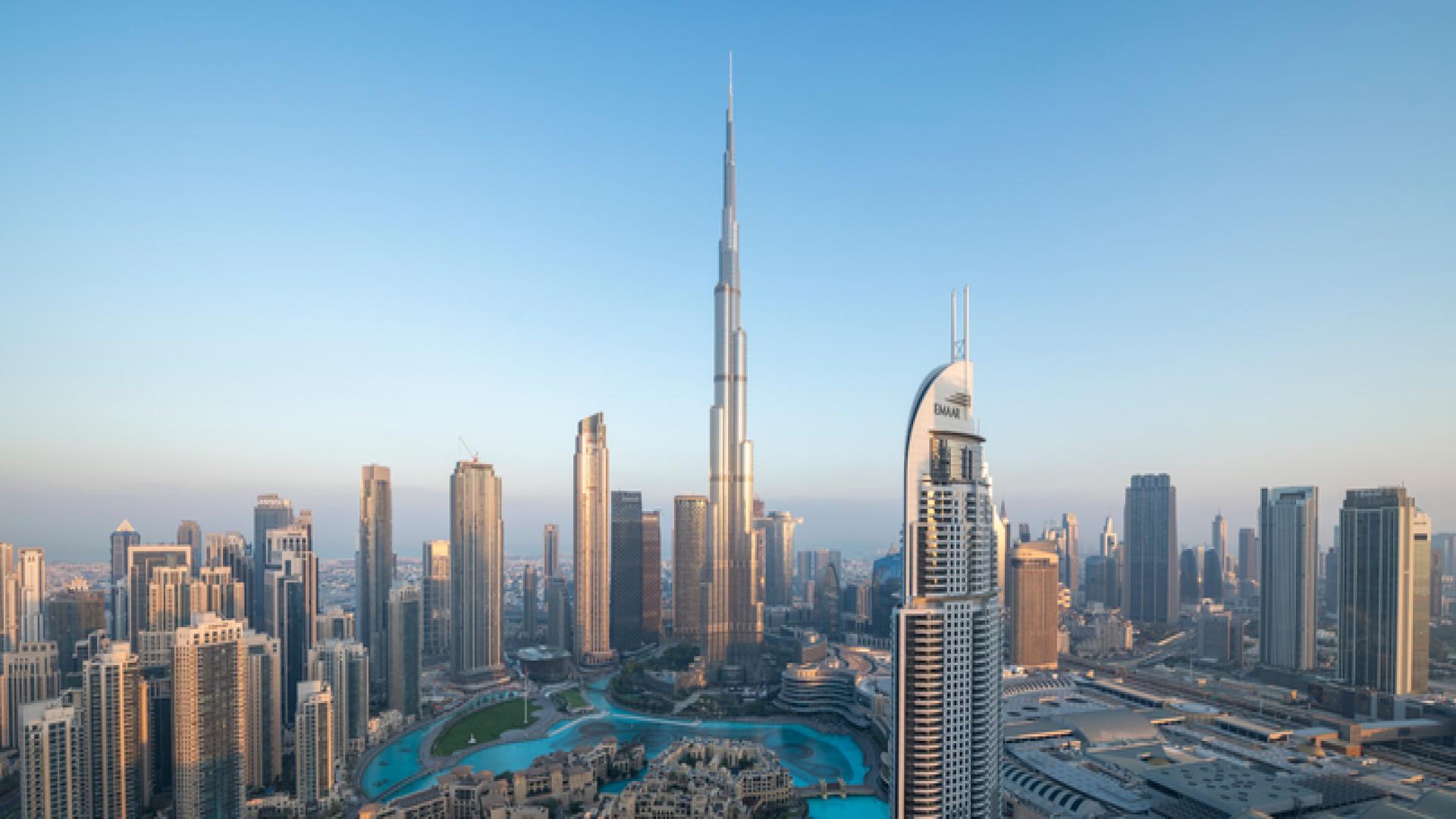 Gorgeous apartment building with pool and palm trees in Mina Rashid community for sale