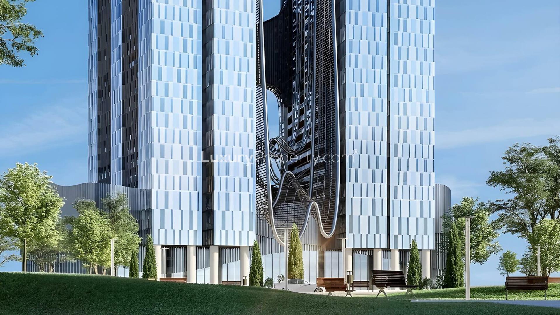 Exterior view of Dubai Science Park near Skyhills Residences apartment for sale