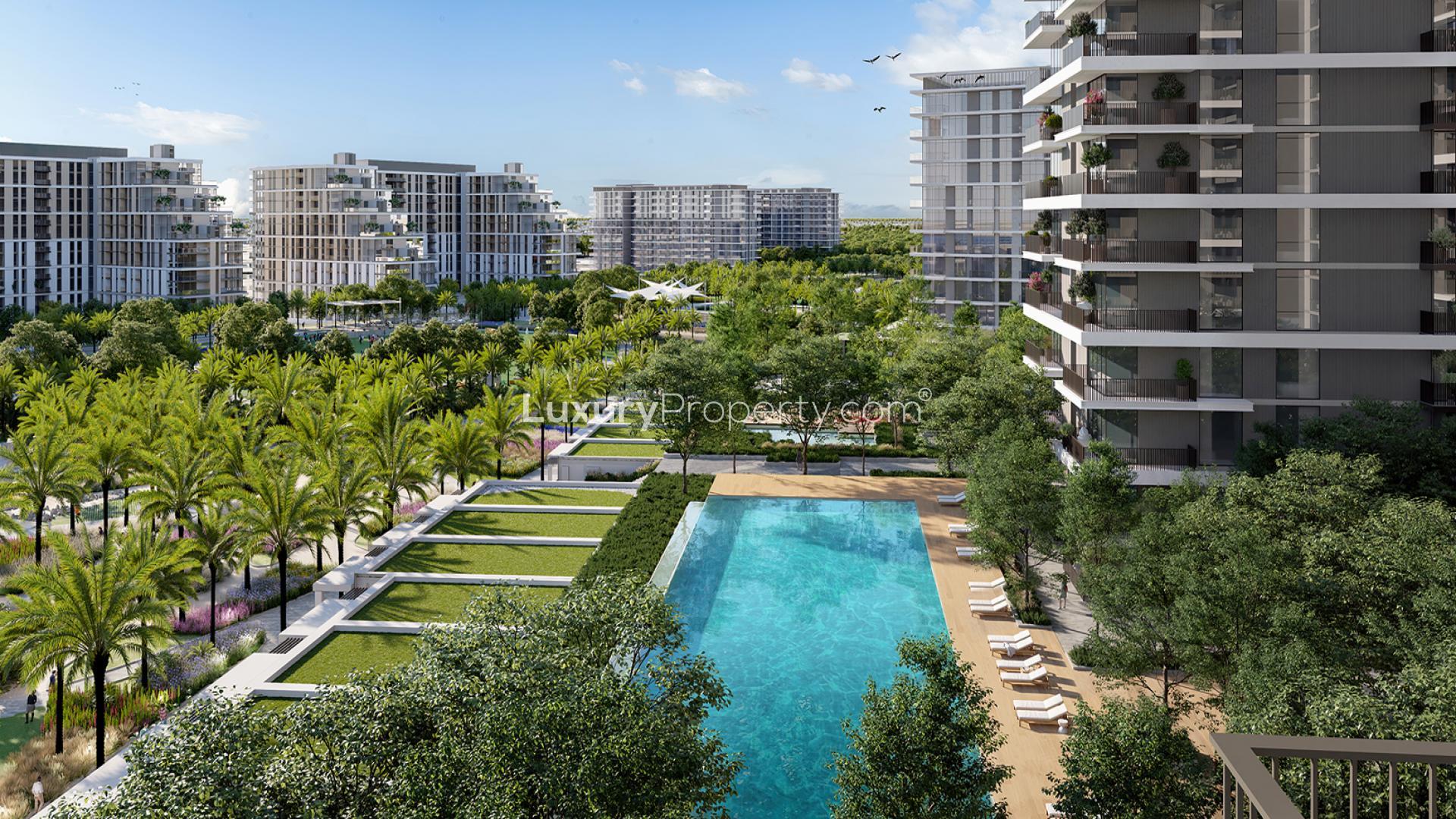 1-Bedroom Apartment View, Palace Residences, Dubai Hills Estate, Overlooking Lush Greenery and Cityscape