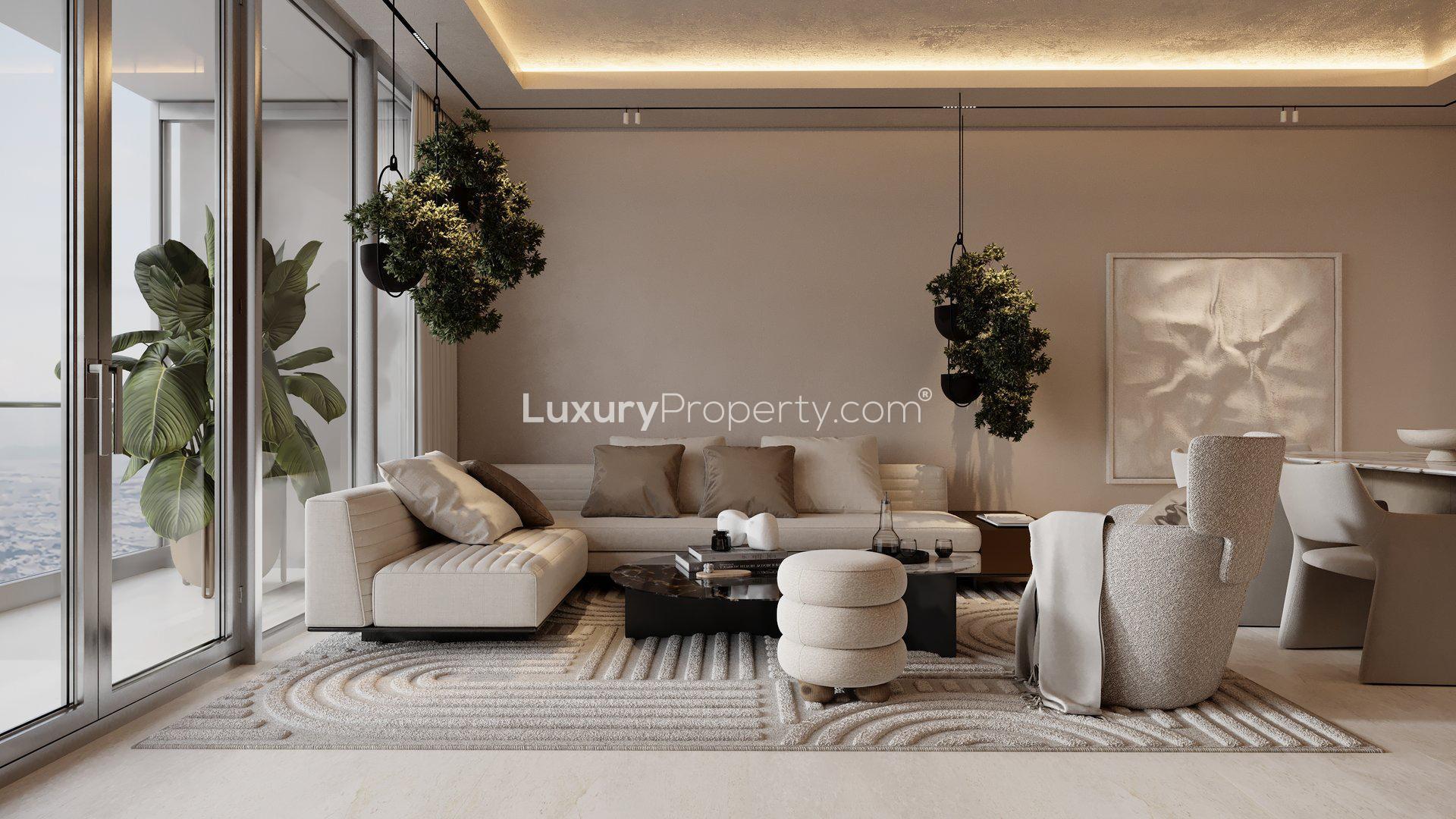 Luxurious poolside lounge at Kempinski Marina Residences, Dubai Marina apartment for sale