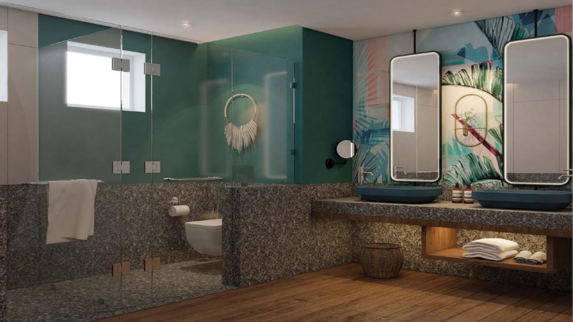 Modern kitchen in 1-bedroom apartment for sale, Albizya Bay, Mahe. Ref No: LP43507