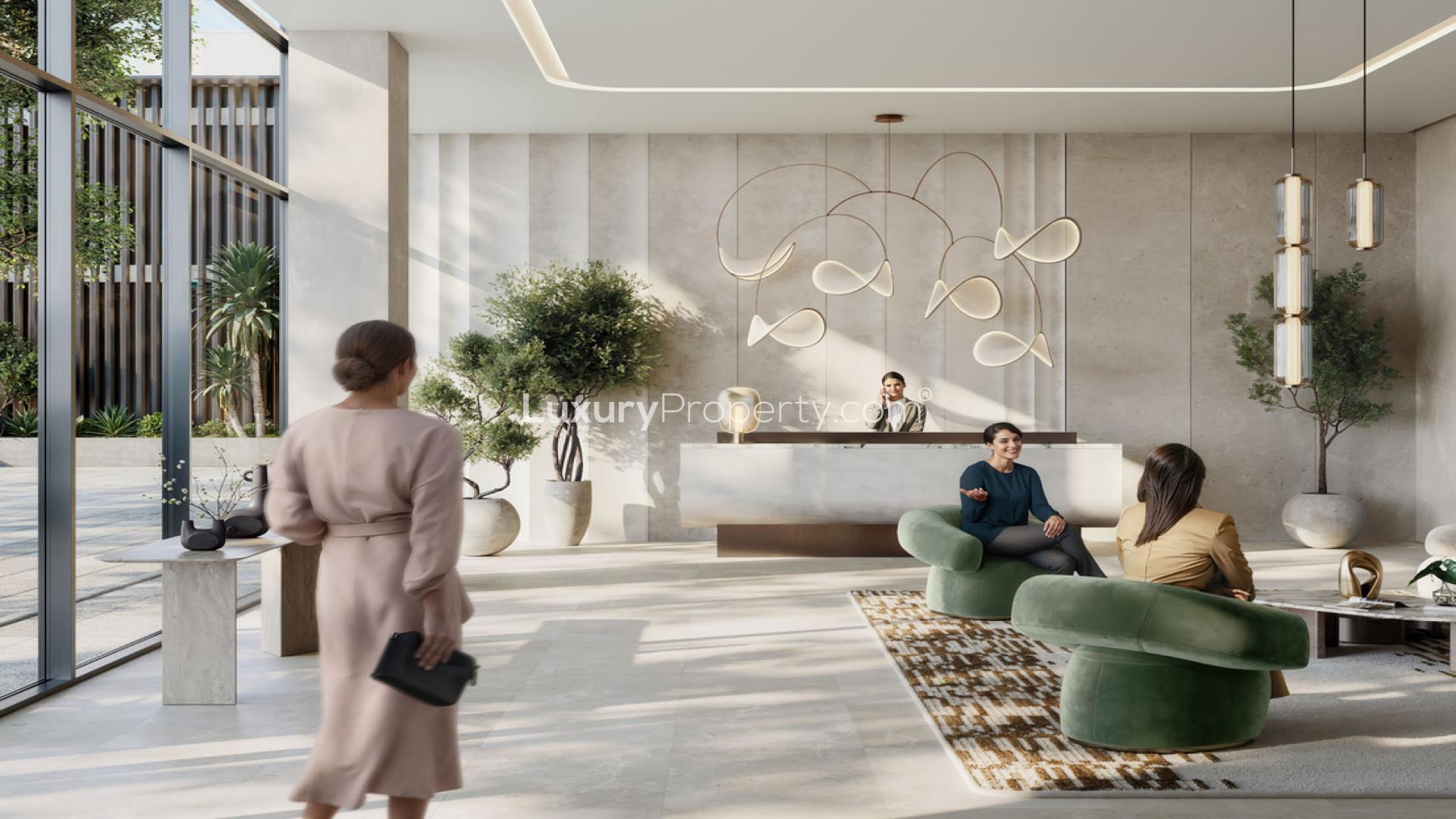 Luxury 1-bedroom apartment exterior at Rashid Yachts and Marina, modern design, vibrant community