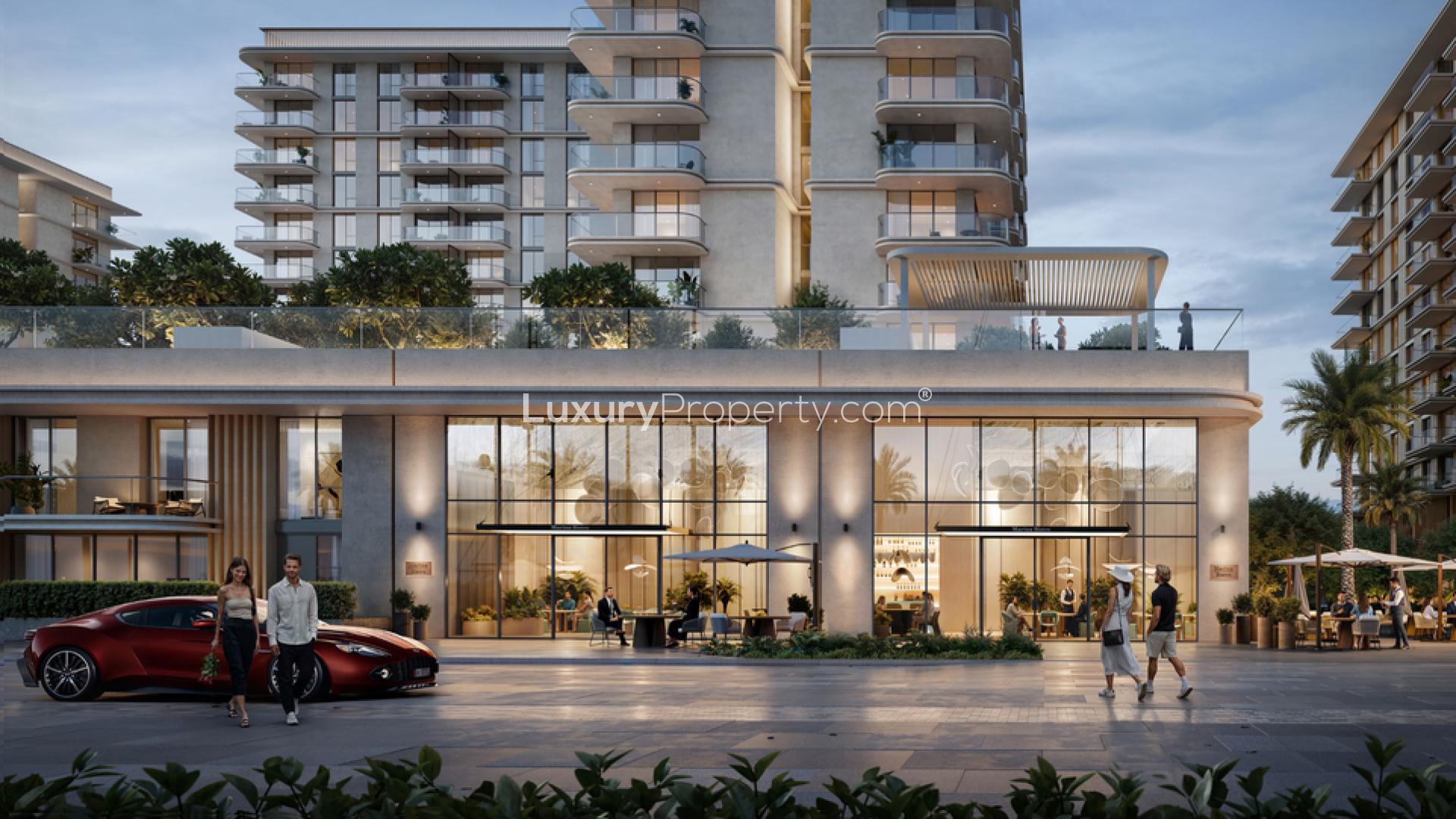 Luxury 1-bedroom apartment exterior at Rashid Yachts and Marina, featuring waterfront views