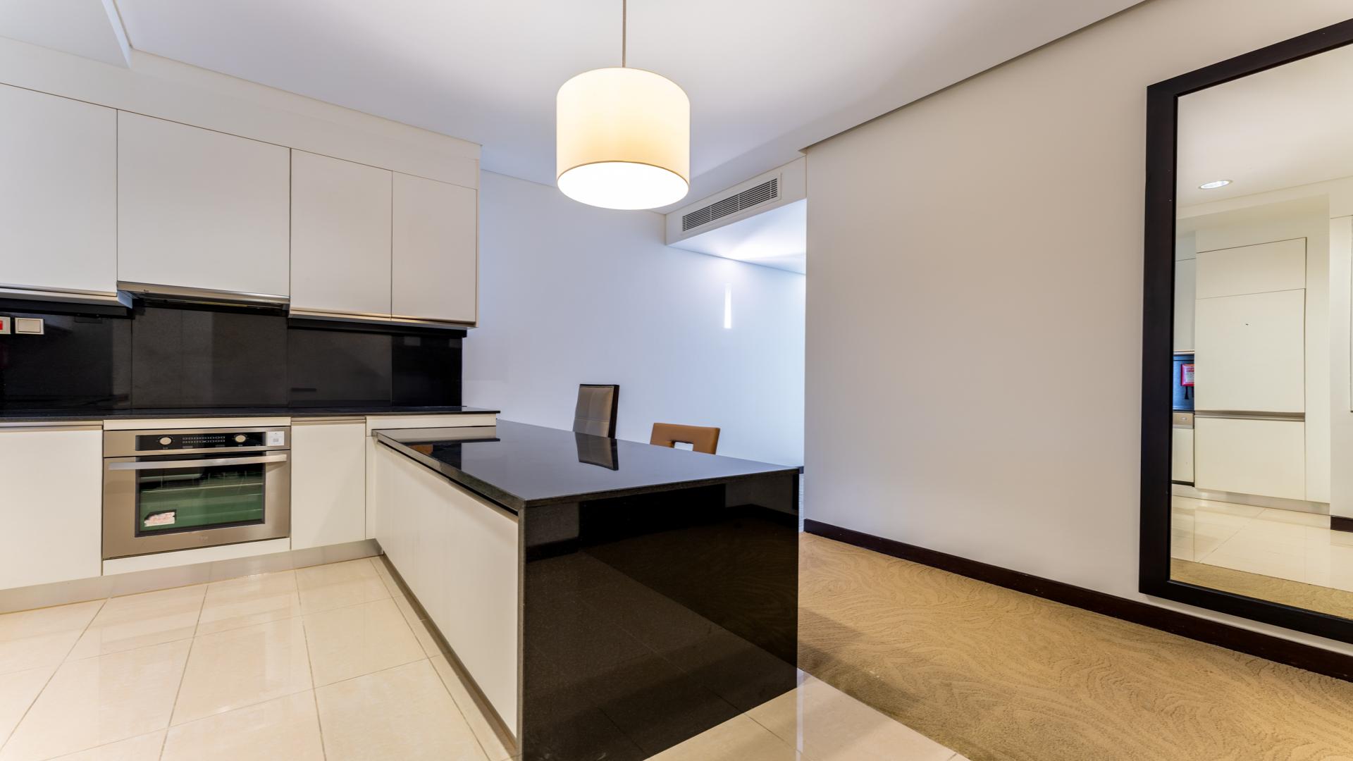 Elegant furnished living room with marina view in Dubai Marina apartment, JW Marriott Hotel