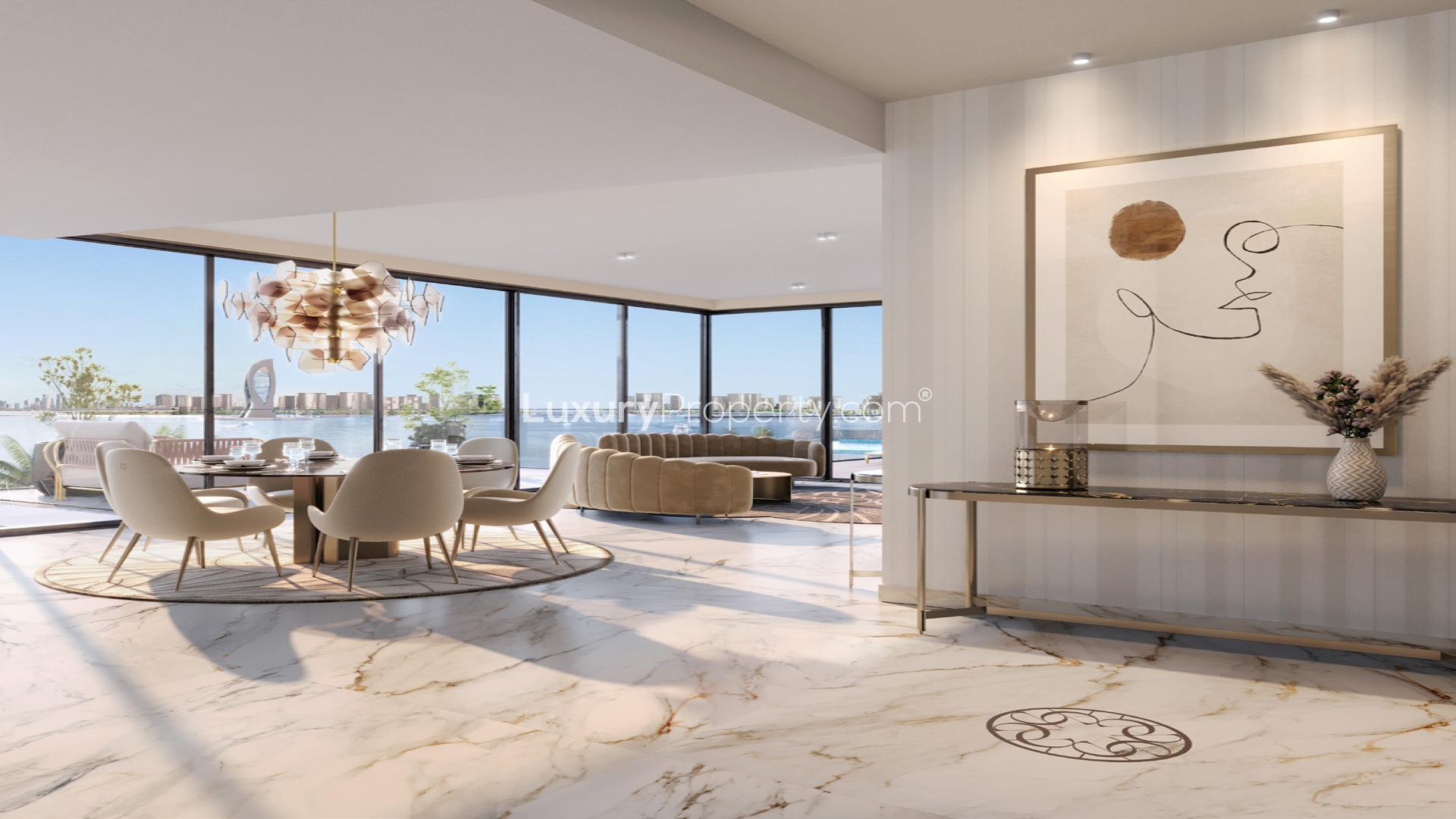 Luxurious lobby of Les Vagues by Elie Saab, Doha, showcasing elegant design and decor