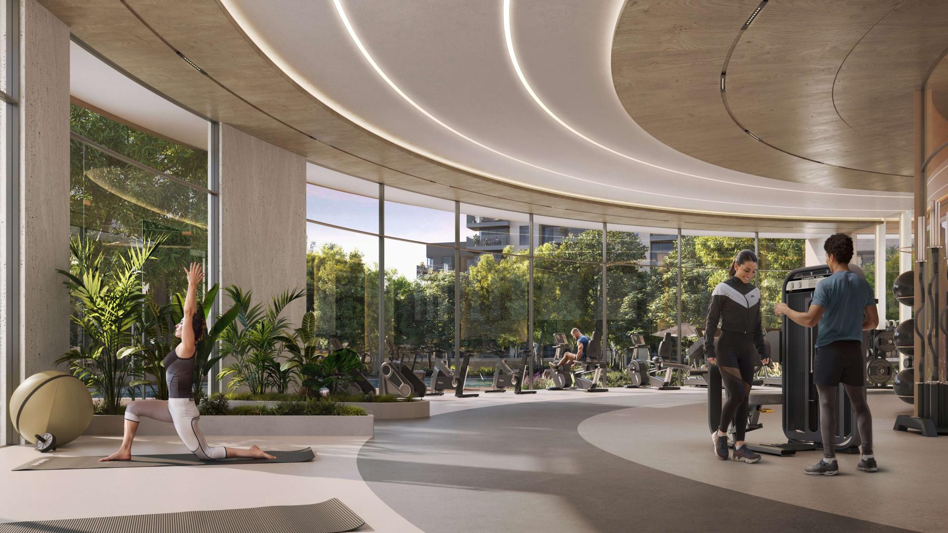 Luxurious apartment in lush forest community, Capria, Ghaf Woods, Dubai. Scenic greenery view