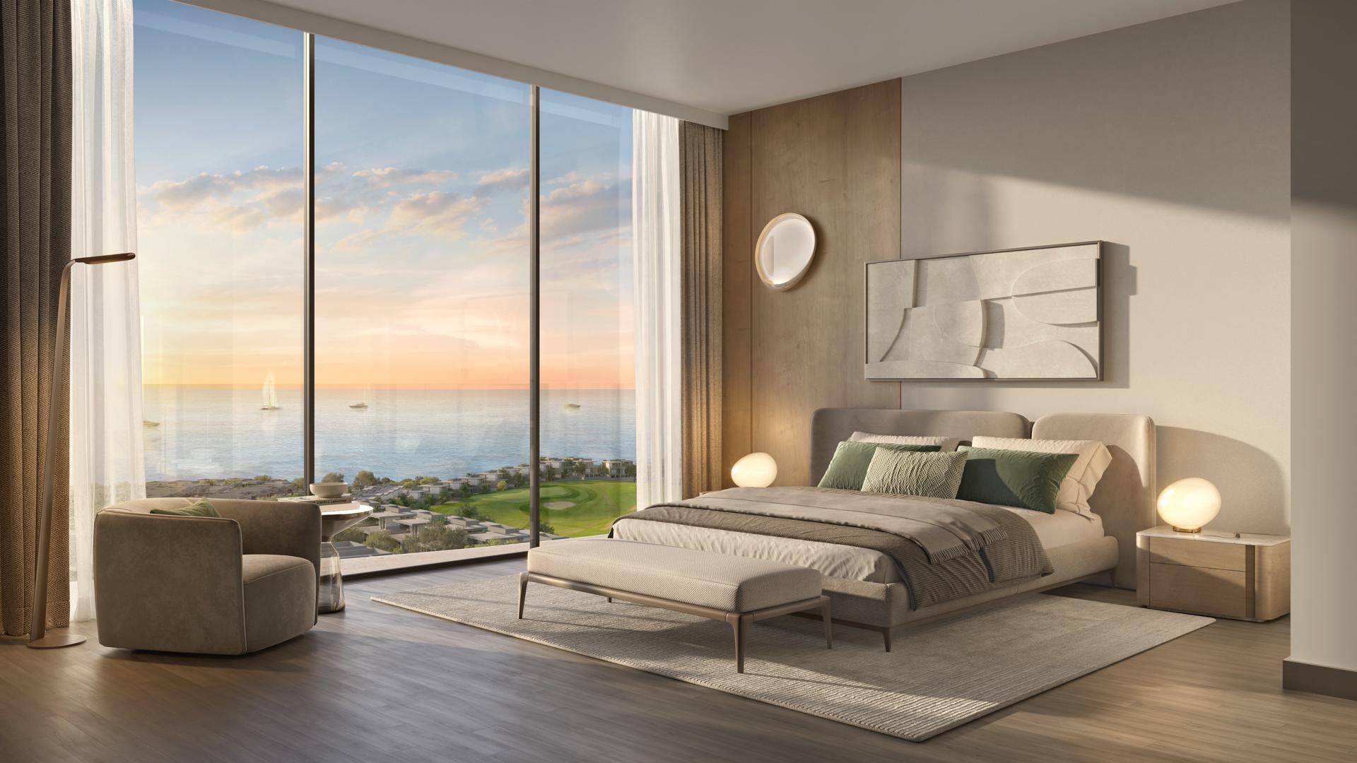 Sea-facing apartment with elegant interior, spacious balcony, and stunning sunset views in Muscat