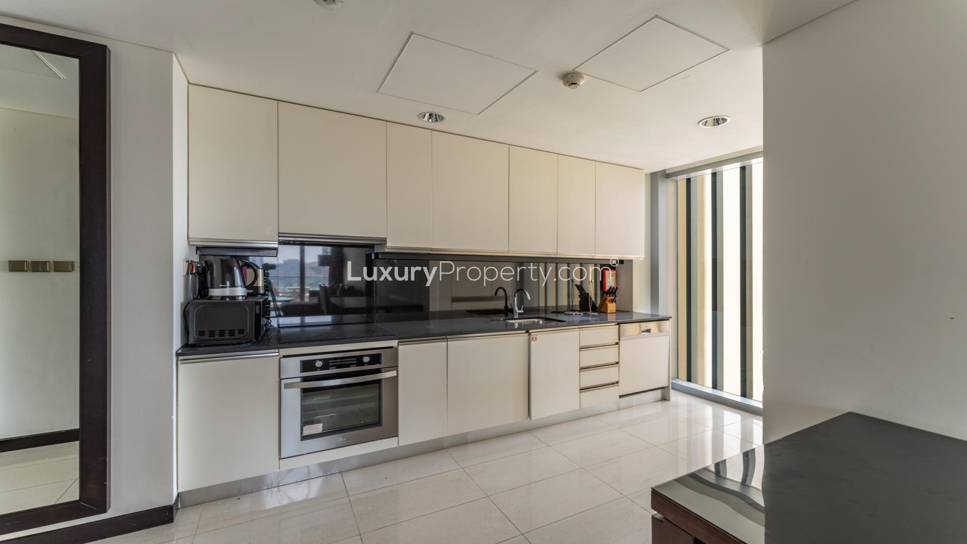 Corner apartment living room with marina view in JW Marriott, Dubai Marina