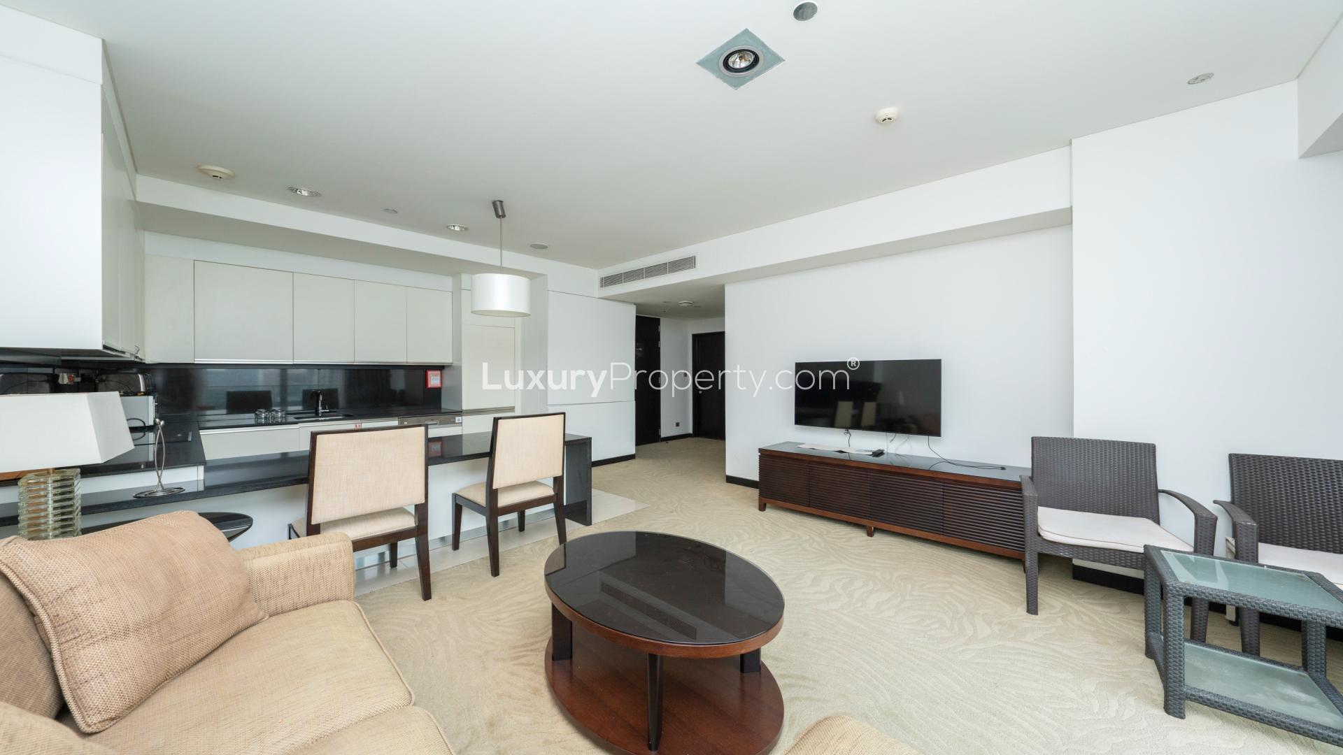 Furnished apartment in JW Marriott Dubai Marina with stunning marina views and modern kitchen