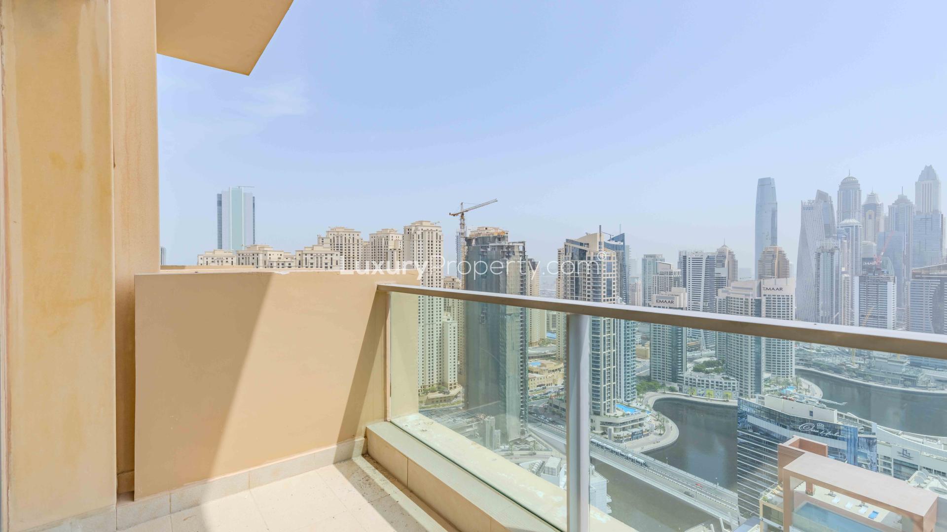 Furnished living area in high-floor 1-bed apartment, JW Marriott, Dubai Marina