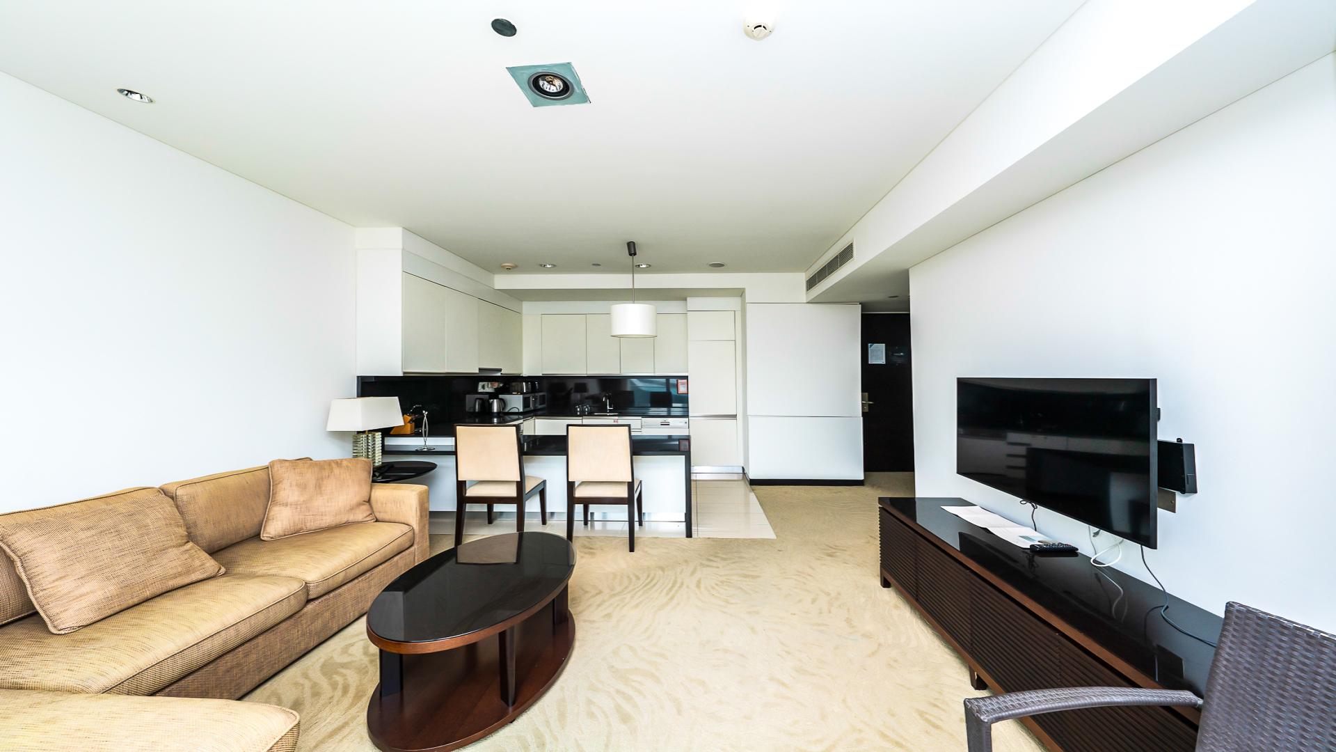 Luxurious Dubai Marina apartment interior with modern kitchen and living area, LP45466