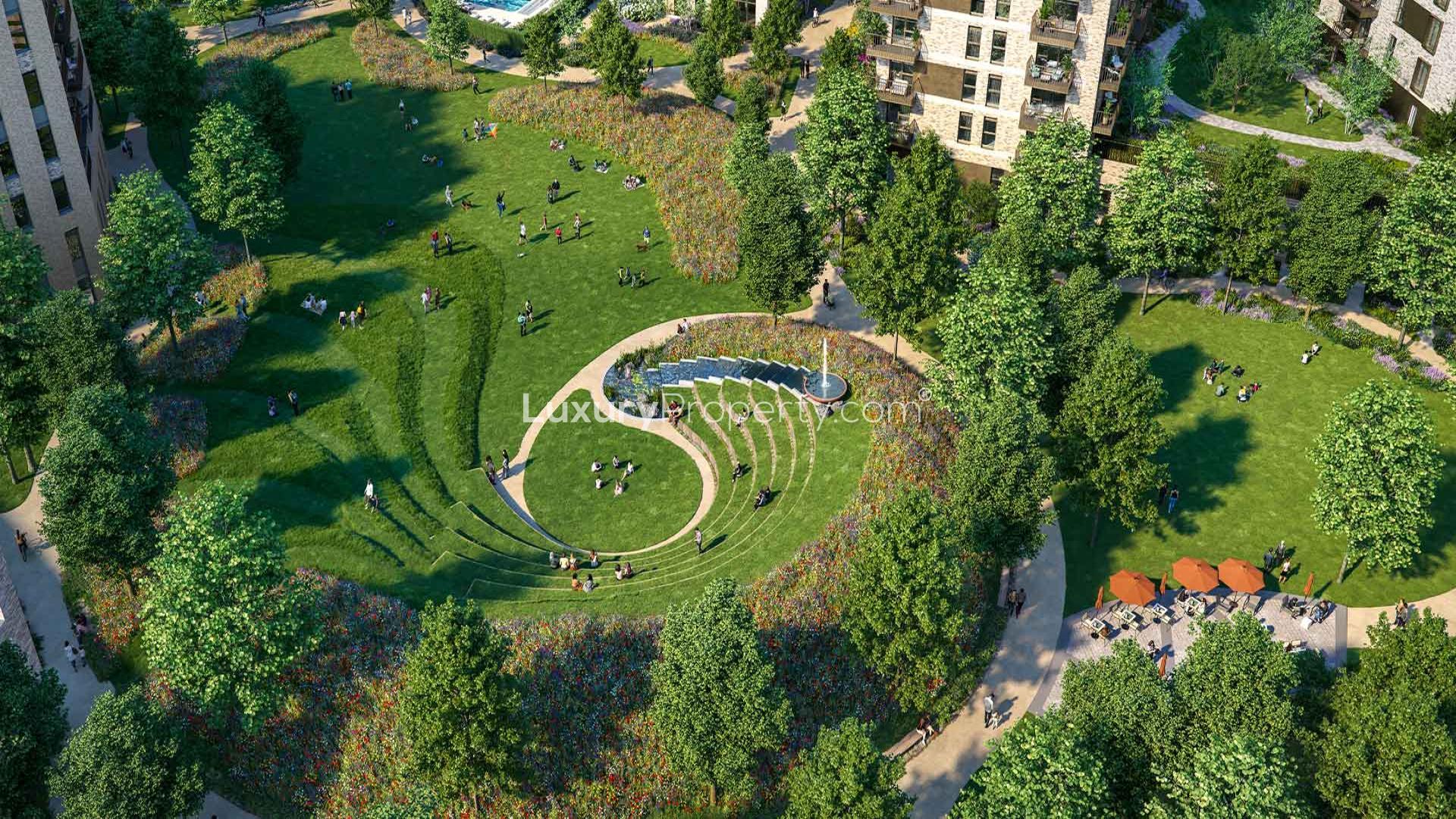 Modern bedroom in Bow Green apartment, featuring cozy decor and natural light