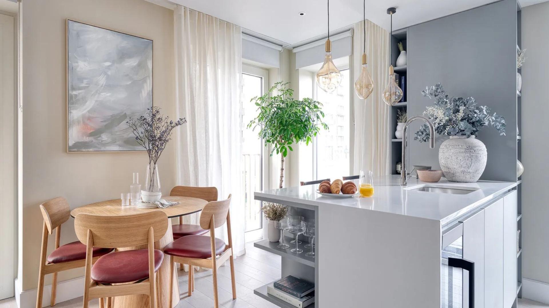 Modern apartment building at The Cascades, White City, London with landscaped gardens