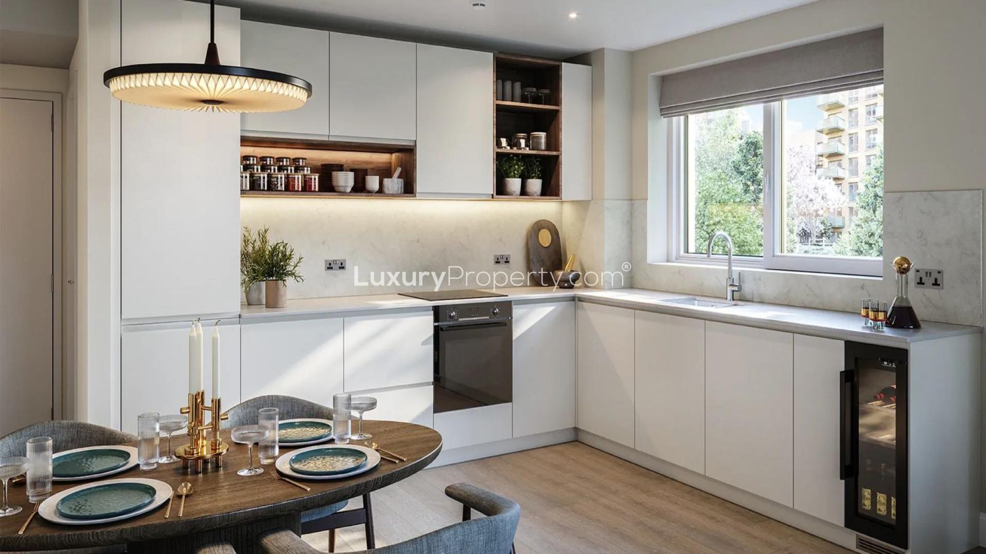 Modern apartment balcony view overlooking South Cator Park in Kidbrooke Village, London
