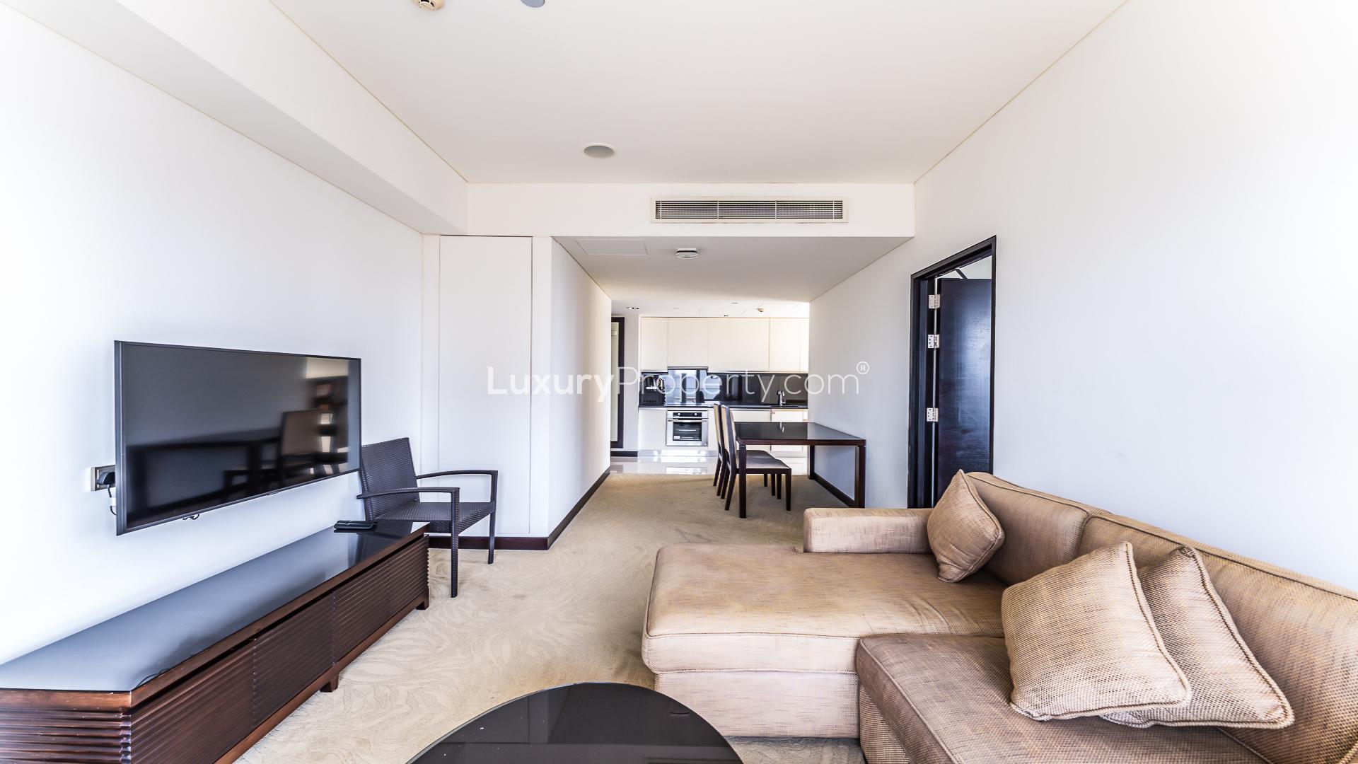 N/A,Modern kitchen in JW Marriott Marina apartment, Dubai Marina, featuring sleek white cabinetry