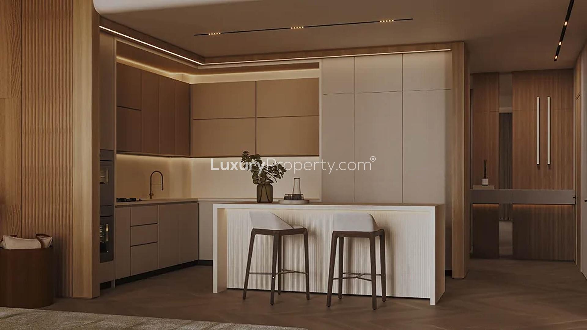 Skyline view of Binghatti Grove, JVC, featuring modern high-rise apartments for sale