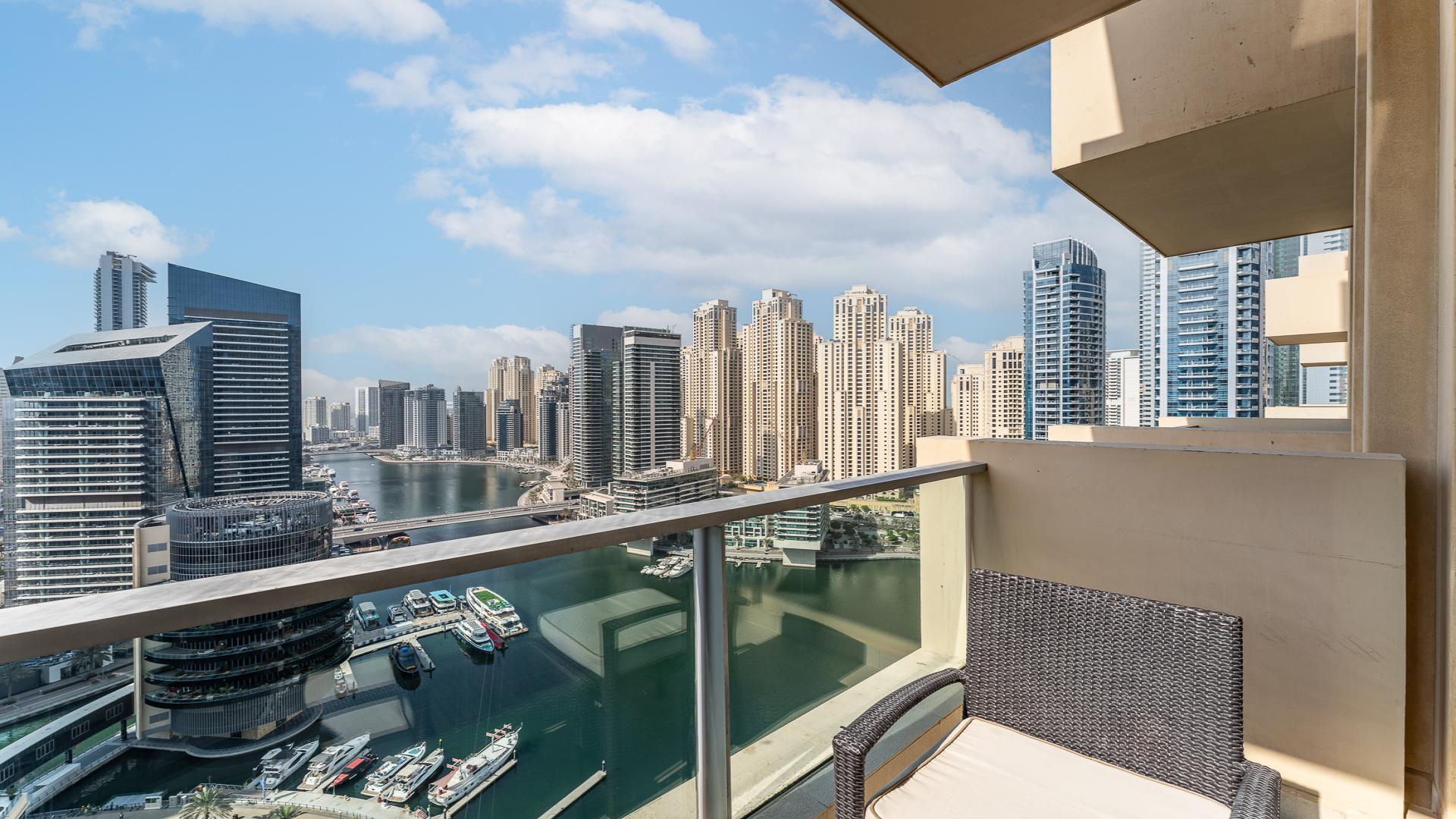 Dubai Marina apartment view with waterfront and skyscrapers near JW Marriott Hotel