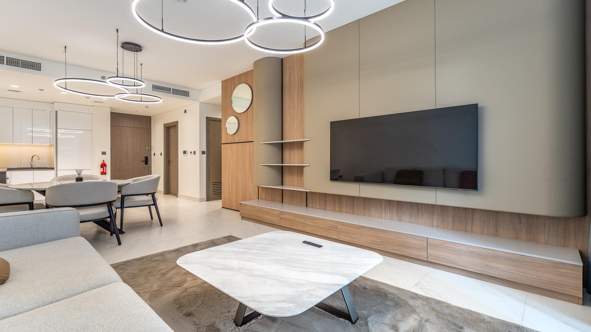 Modern furnished living room in District One Residences 11, Mohammad Bin Rashid City apartment