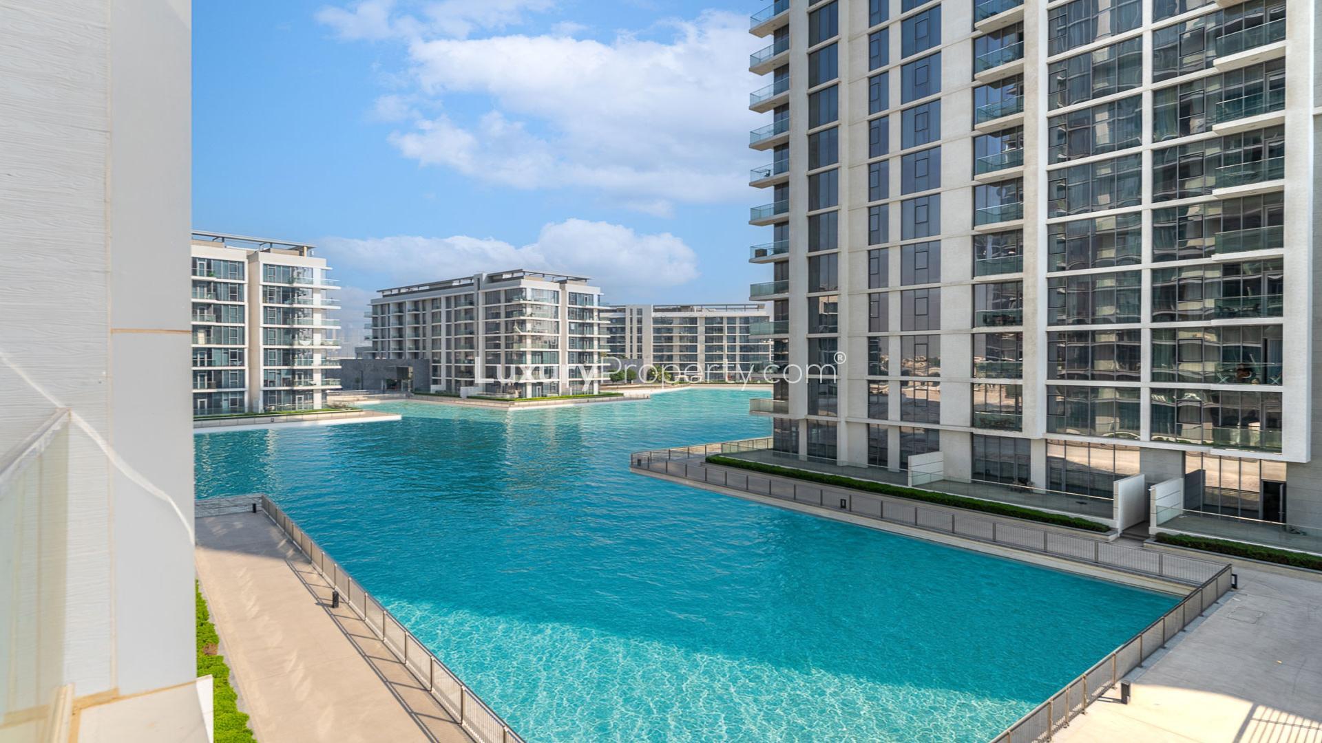 Furnished apartment living room with modern decor, District One Residences, Mohammad Bin Rashid City