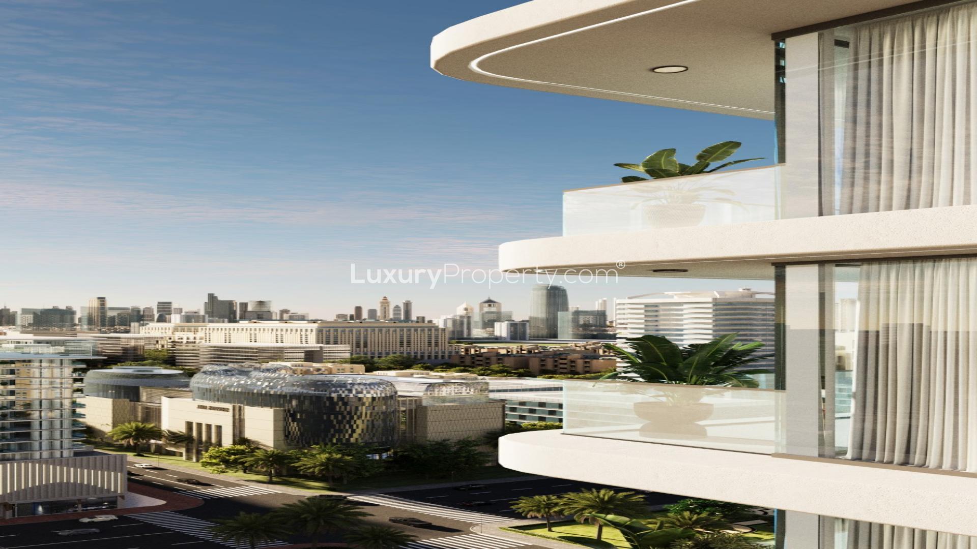 Luxurious bedroom view in Skyhills Residences 2 studio apartment, Al Barsha South Fourth