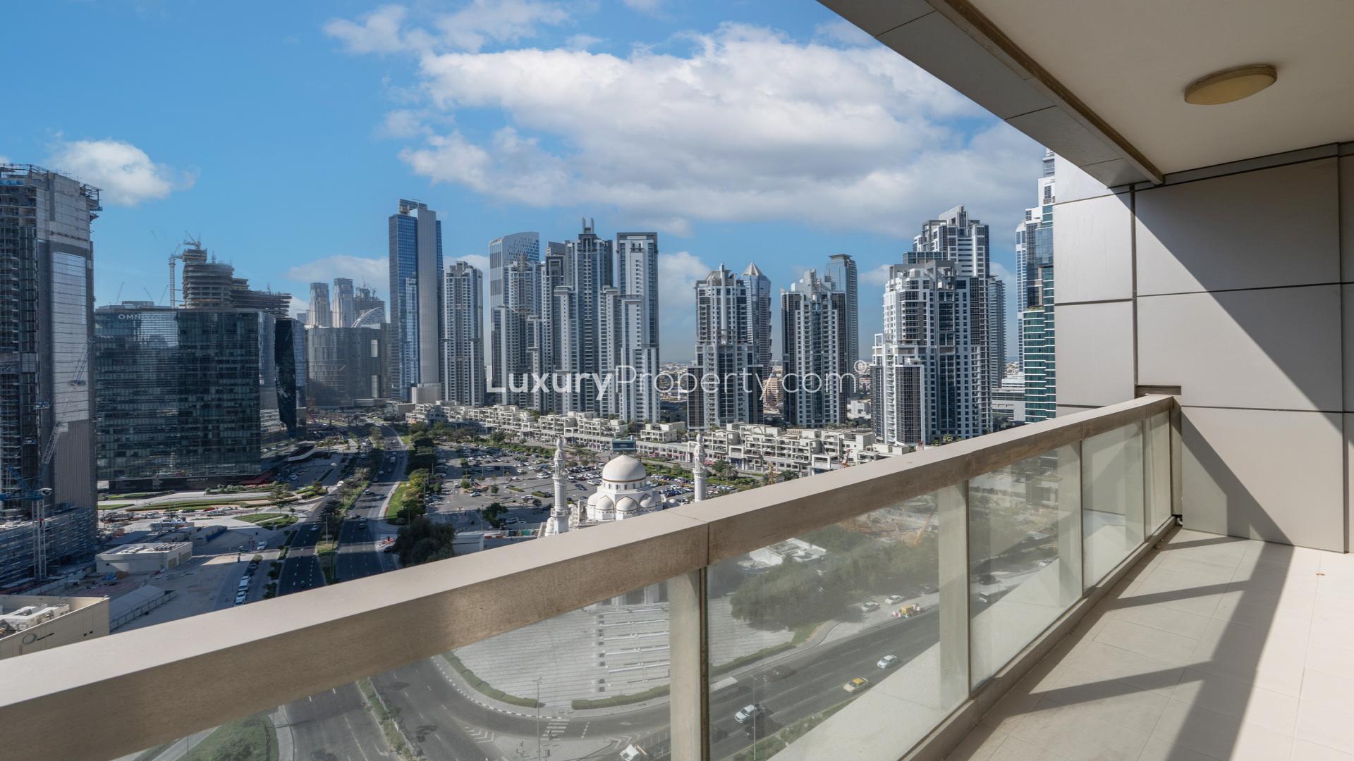 Empty apartment with large windows and city views in 8 Boulevard Walk, Downtown Dubai