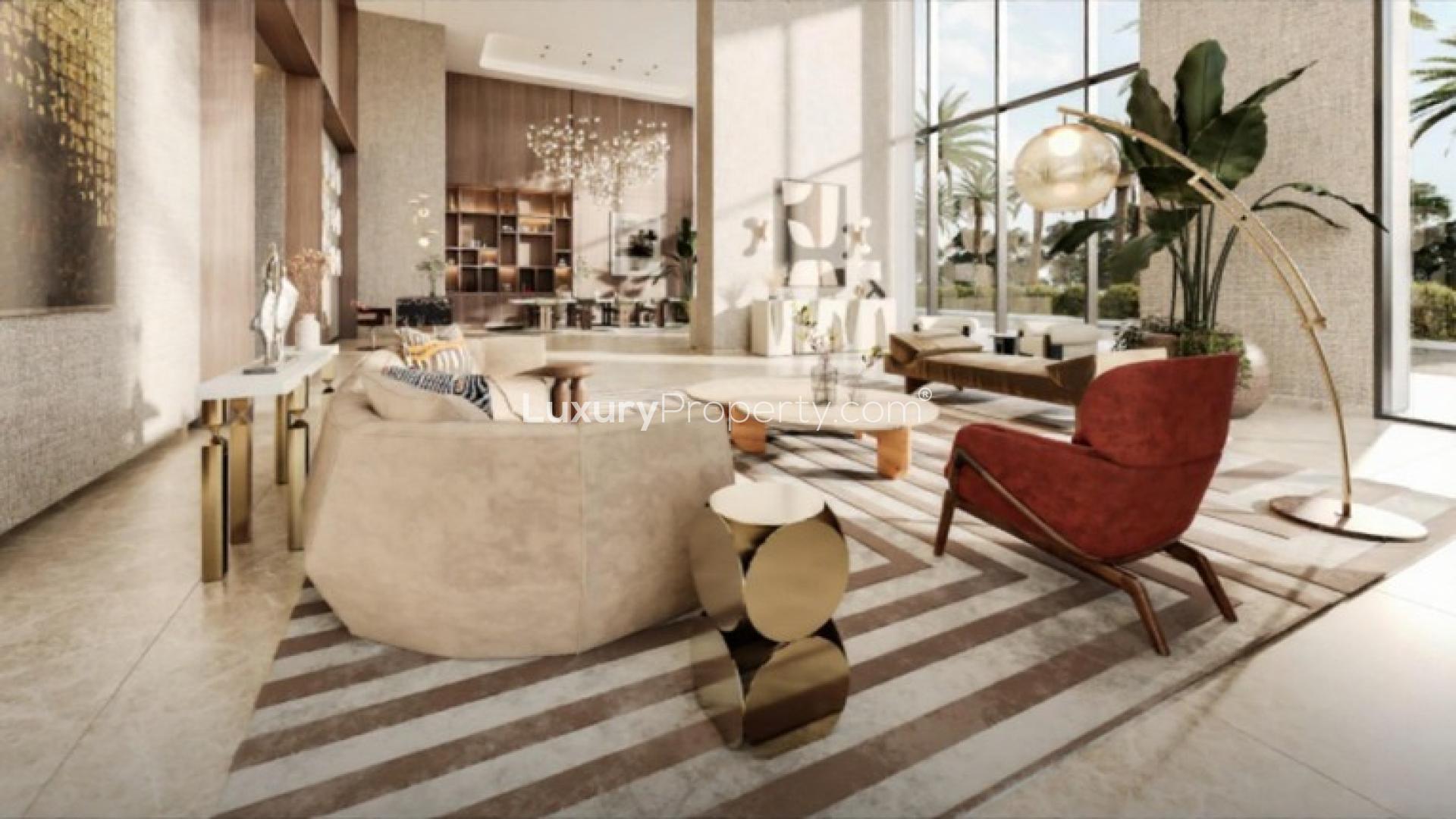 "Luxury apartment with pool, skyline views in Zabeel's Address Residences, DIFC, for sale.",Luxurious modern living room in Address Residences Zabeel 3, DIFC views, prime location apartment