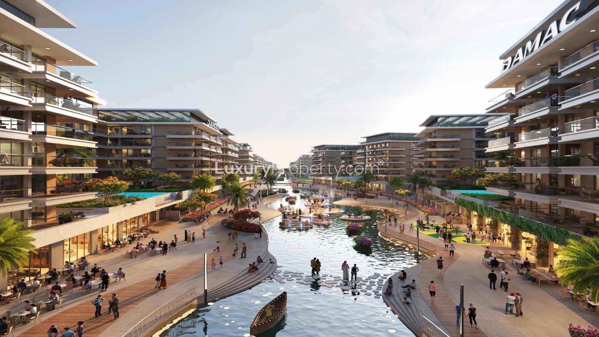 Luxurious bedroom with modern decor in Damac Riverside Views, Capri 2 apartment for sale