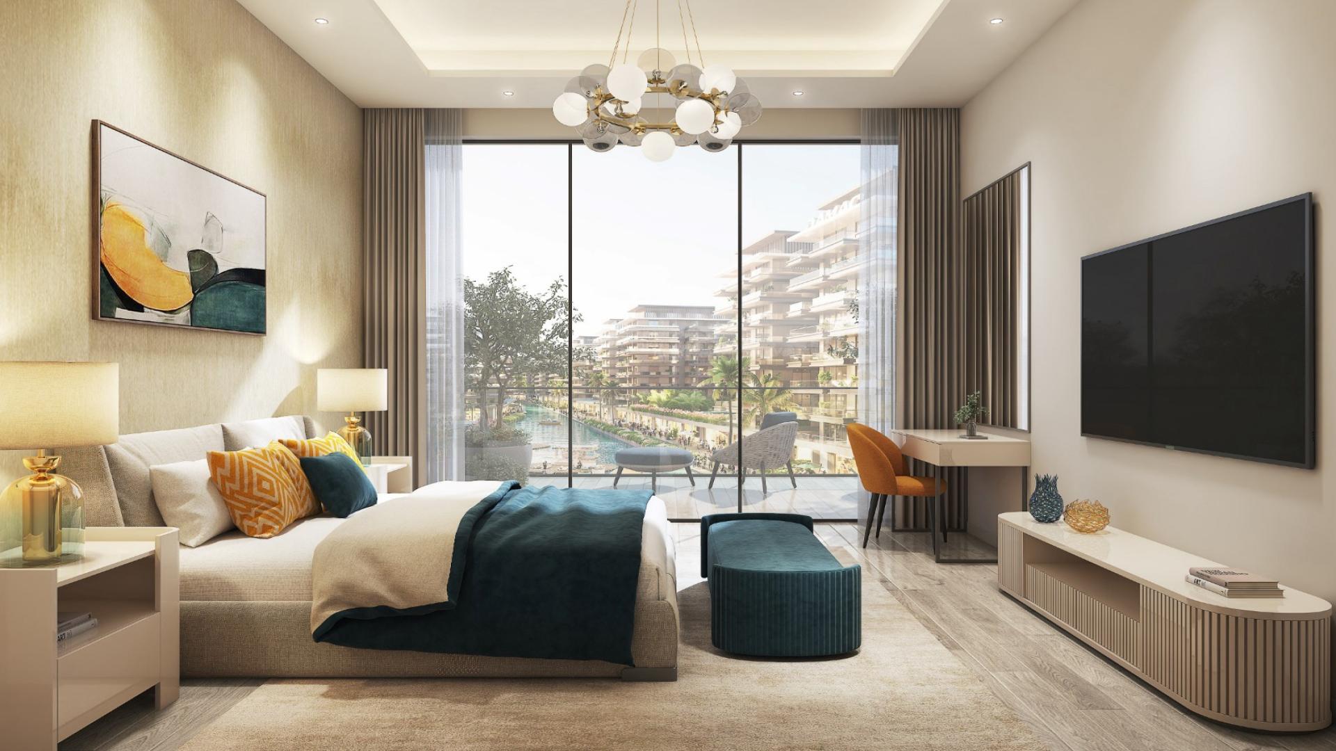 Modern living room in Damac Riverside Views, Capri 2 apartment, featuring stylish decor and furniture