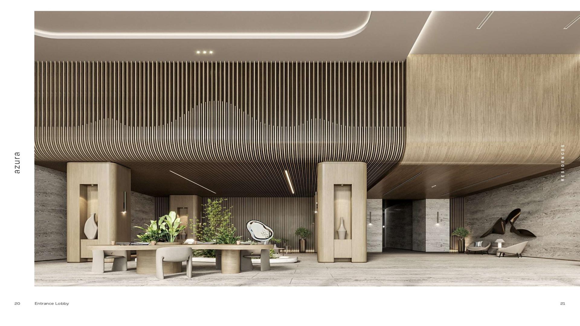 Luxurious Azura Residences lobby, modern design, Dubai Islands apartment for sale