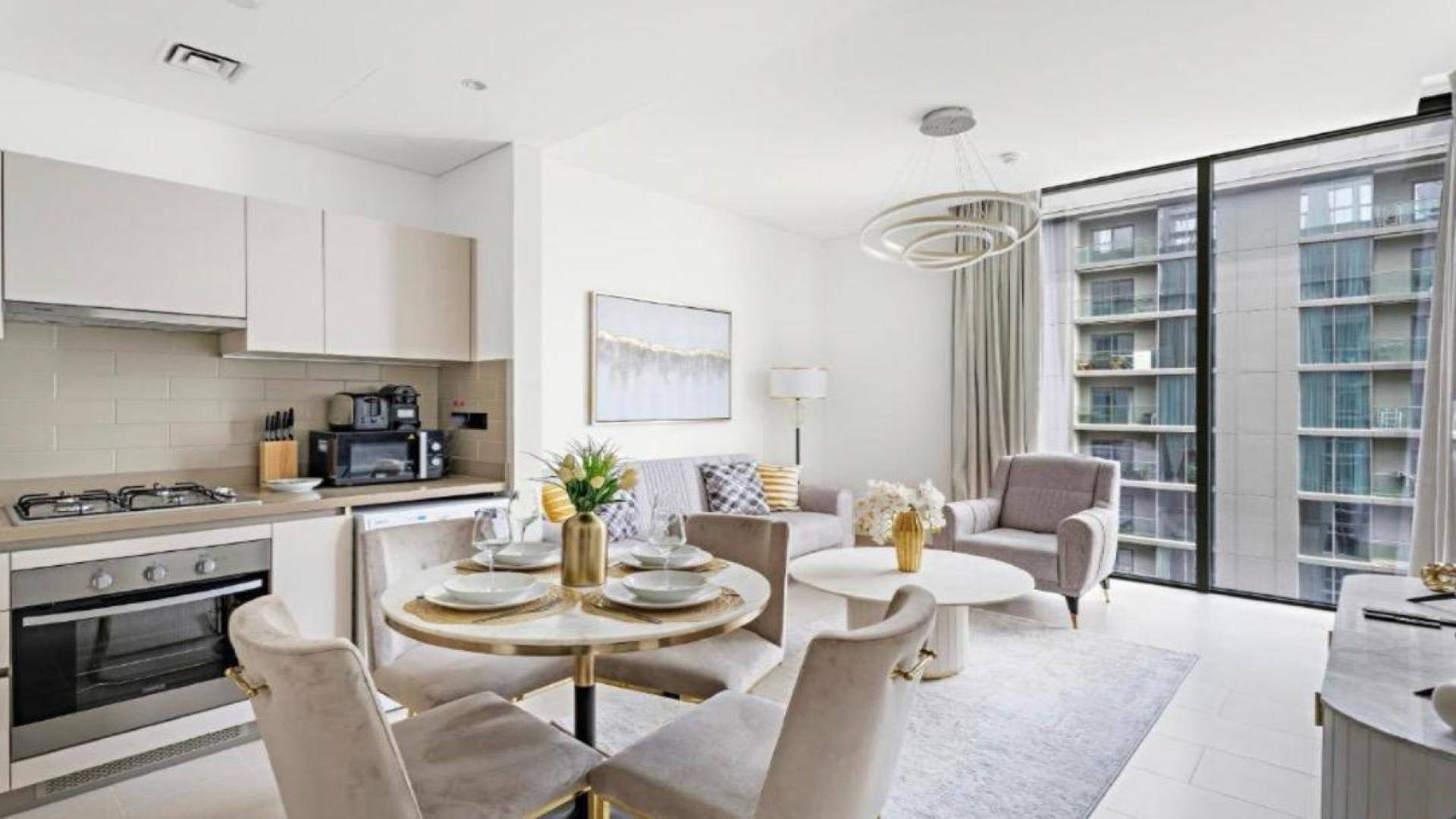 Modern living room in 1-bedroom apartment, Sobha Creek Vistas Reserve, Sobha Hartland, for sale