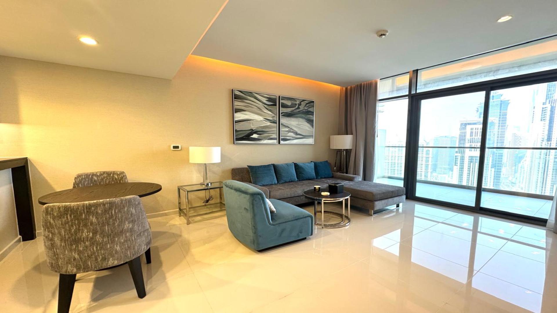 Fully furnished living room in high-floor apartment, Aykon City Tower B, Business Bay