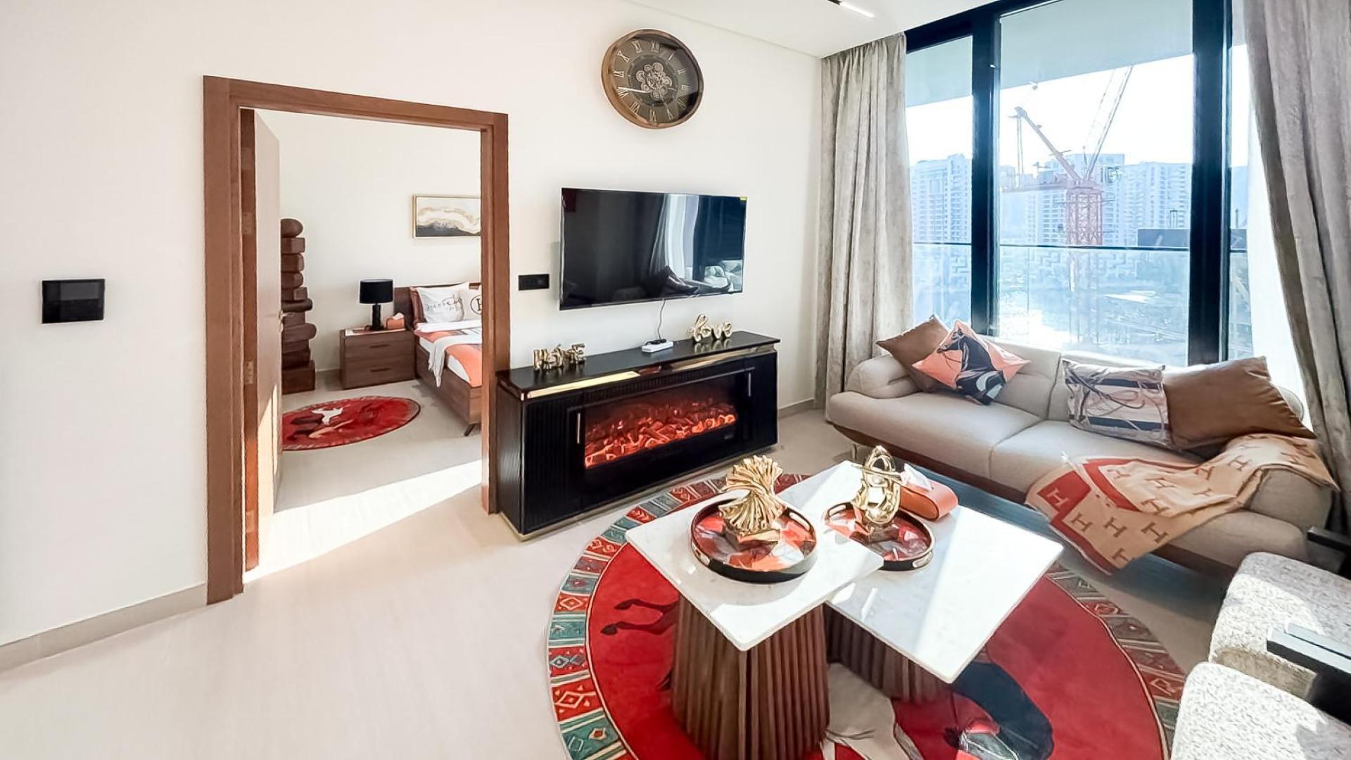 Modern 1-bedroom apartment interior at Trillionaire Residences, Business Bay, Dubai - LP48797