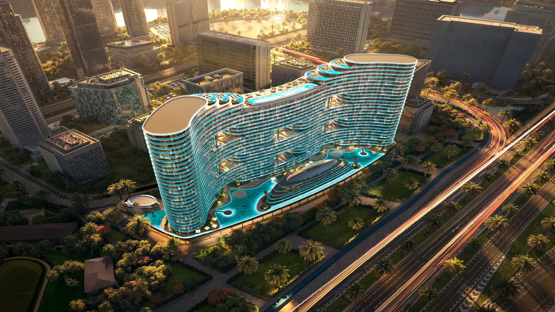 Luxurious lobby at Binghatti Aquarise, Business Bay apartment for sale, modern interior design