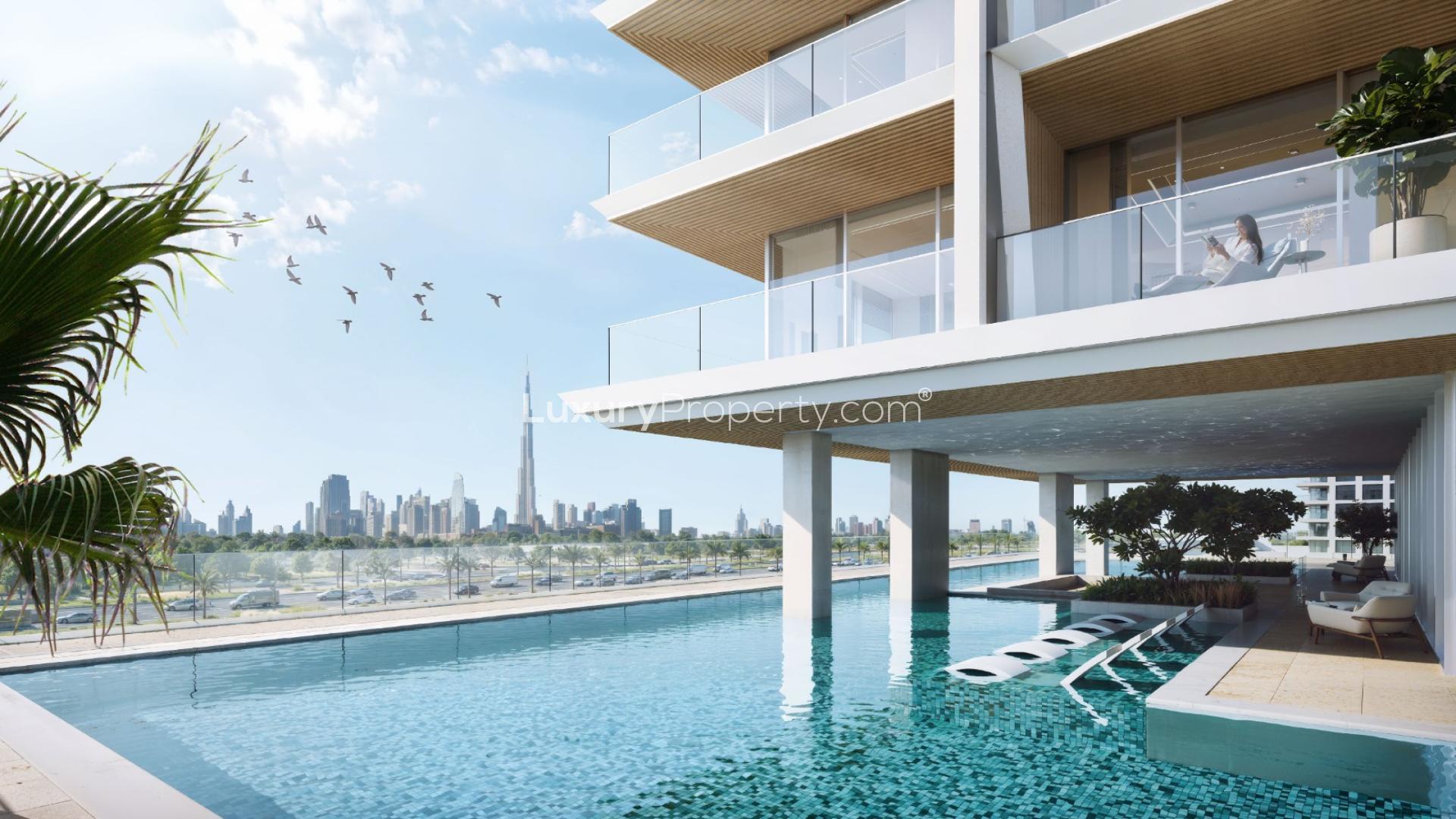 Modern bedroom in 1-bedroom apartment for sale at Binghatti Ivory, Al Jaddaf