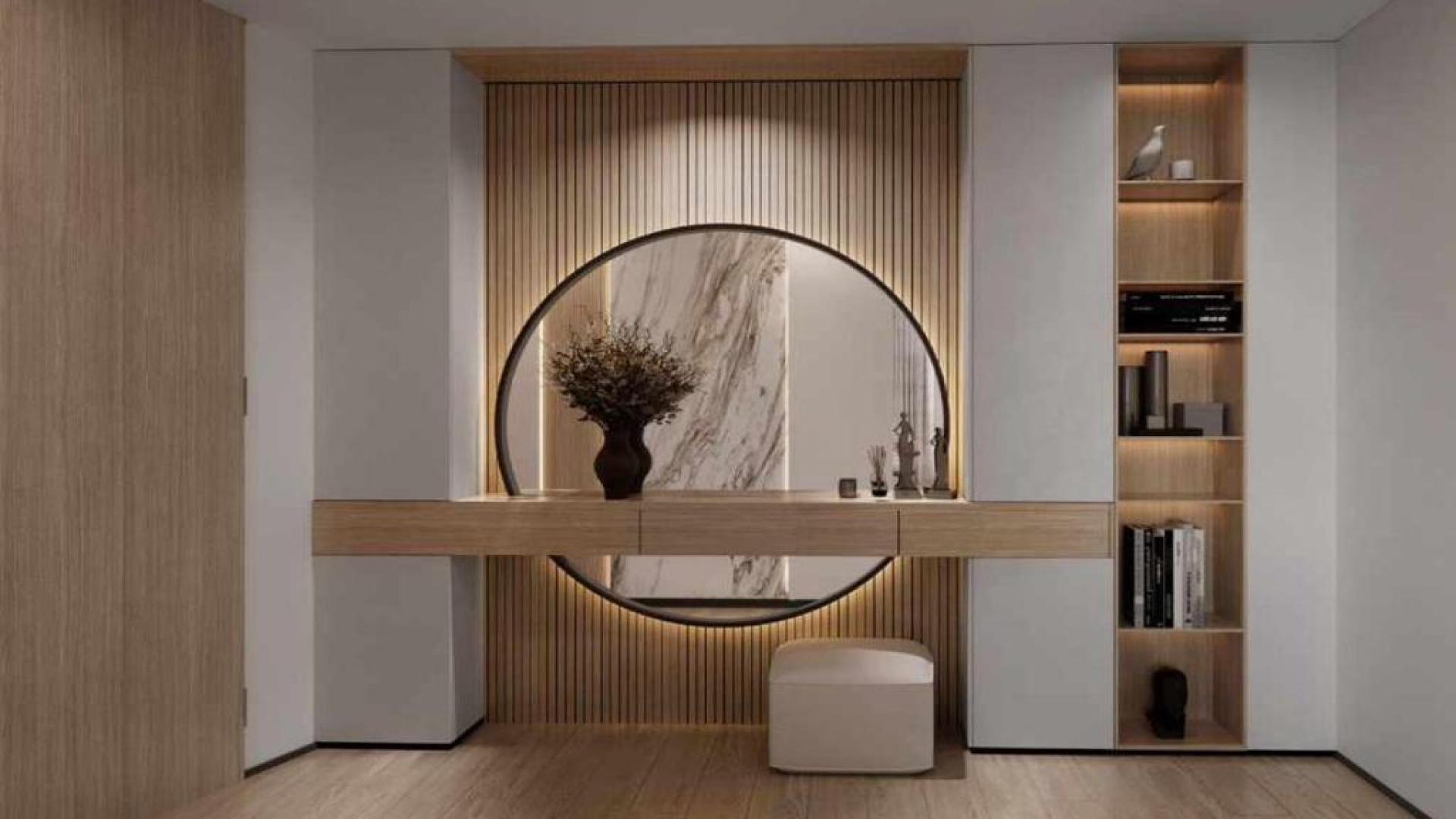 Elegant modern living room in high-floor apartment, Jumeirah Village Circle, Binghatti Phantom