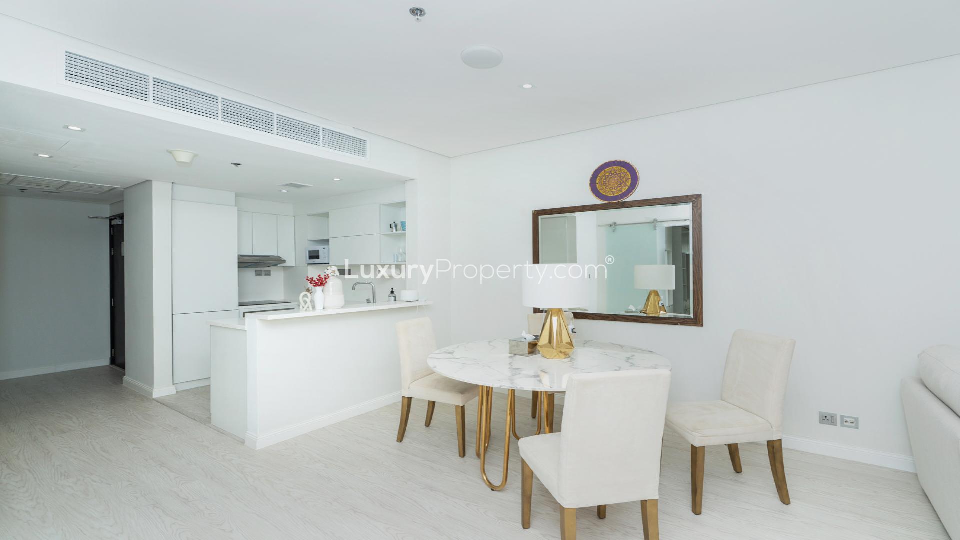 Elegant living room in 1-bedroom apartment, The Royal Amwaj, Palm Jumeirah