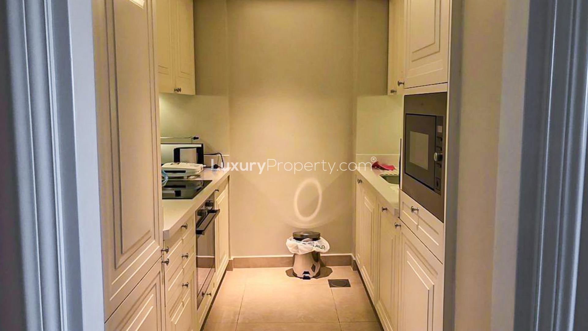 Luxury living room in Downtown Dubai apartment at The Address The Blvd, elegant decor